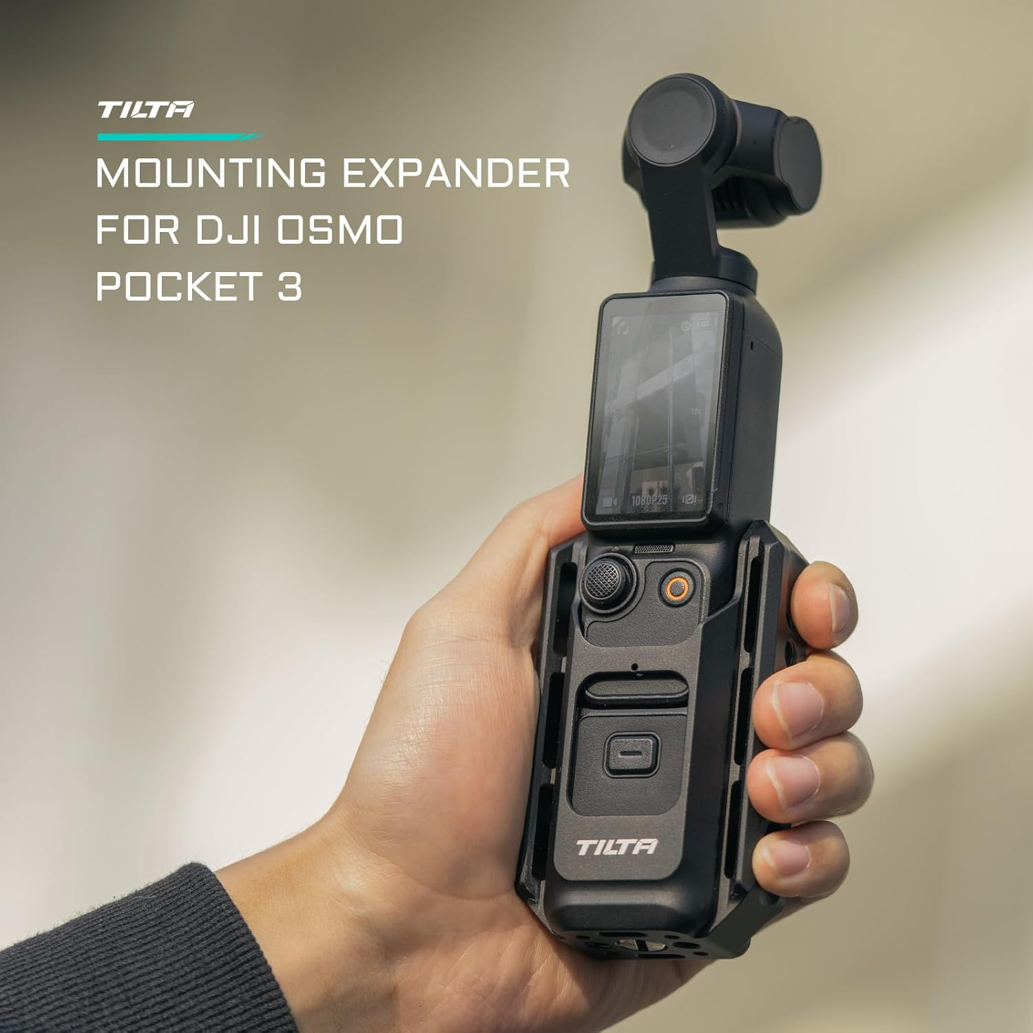 Tilta Accessory Mounting Expander for DJI Osmo Pocket 3 - Black | Slot for a Wrist Strap | Stays Secure within the Cage | Protection | 1/4""-20 Screw | TA-T65-AME-B image number 1