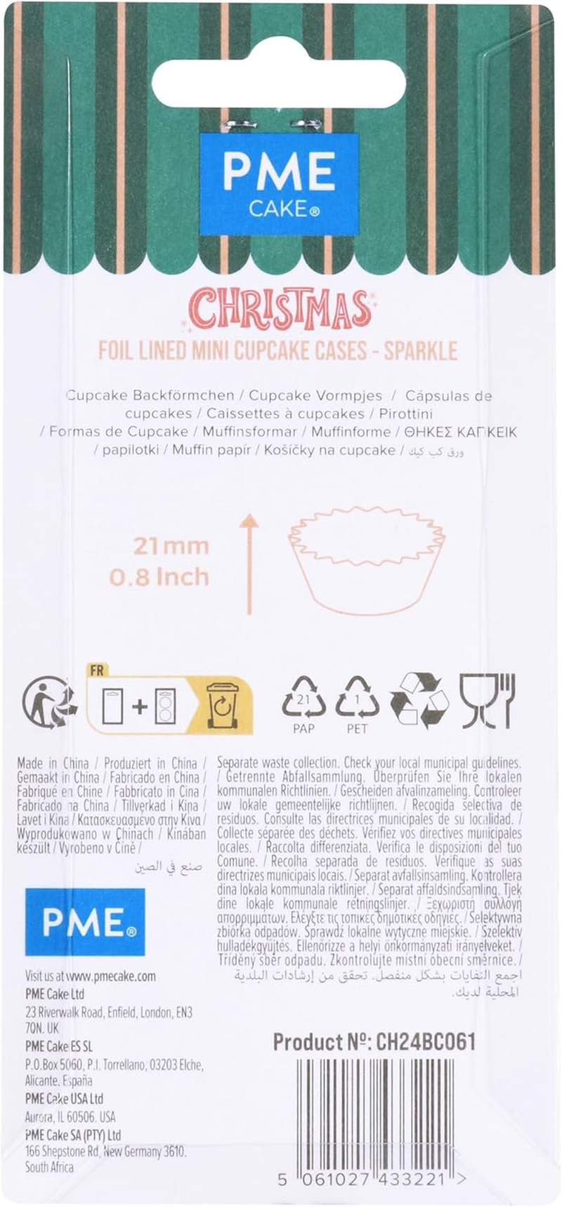 PME Christmas Mini Foil Coated Cupcake Cases - Sparkle (Pack of 60) image number 1