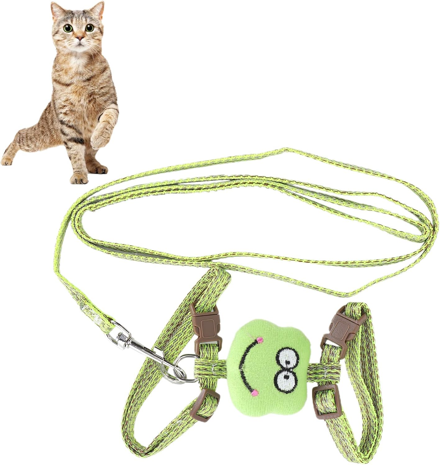Cat Harness with Leash - Cloth I Shaped Chest Harness - Adjustable Escapeproof Kitten Harness, Lightweight Soft for Large Small Cats Walking Travel Outdoor (Green) image number 6