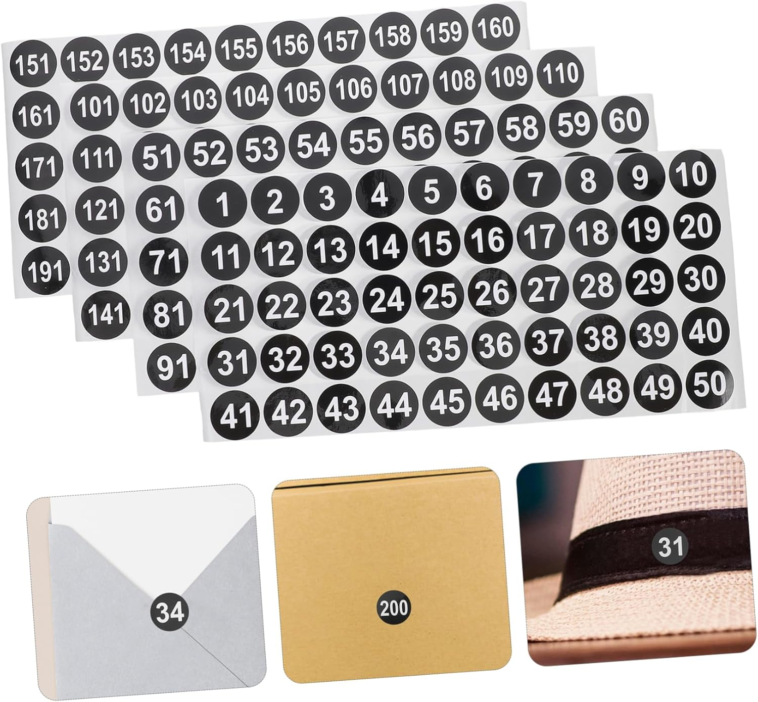 COHEALI 20 Sheets Stickers Adhesive Number Stickers round Multi-Use for Clothes Classification image number 1