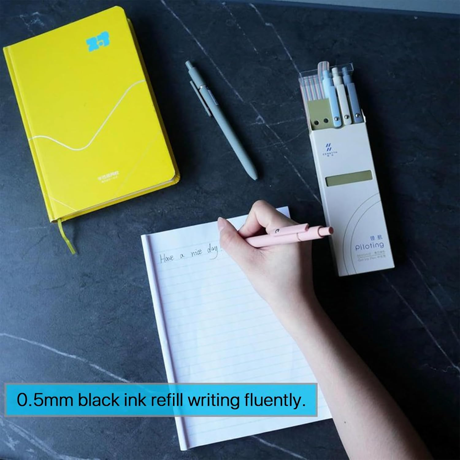 VOSO 5Pcs Retractable Gel Pens Quick Dry Ink Pens, Fine Point 0.5 Mm Cute Gel Ballpoint Pens, Black Ink Smooth Writing Comfortable Rolling Ball Gel Pens for School Office Home(Morandi) image number 3