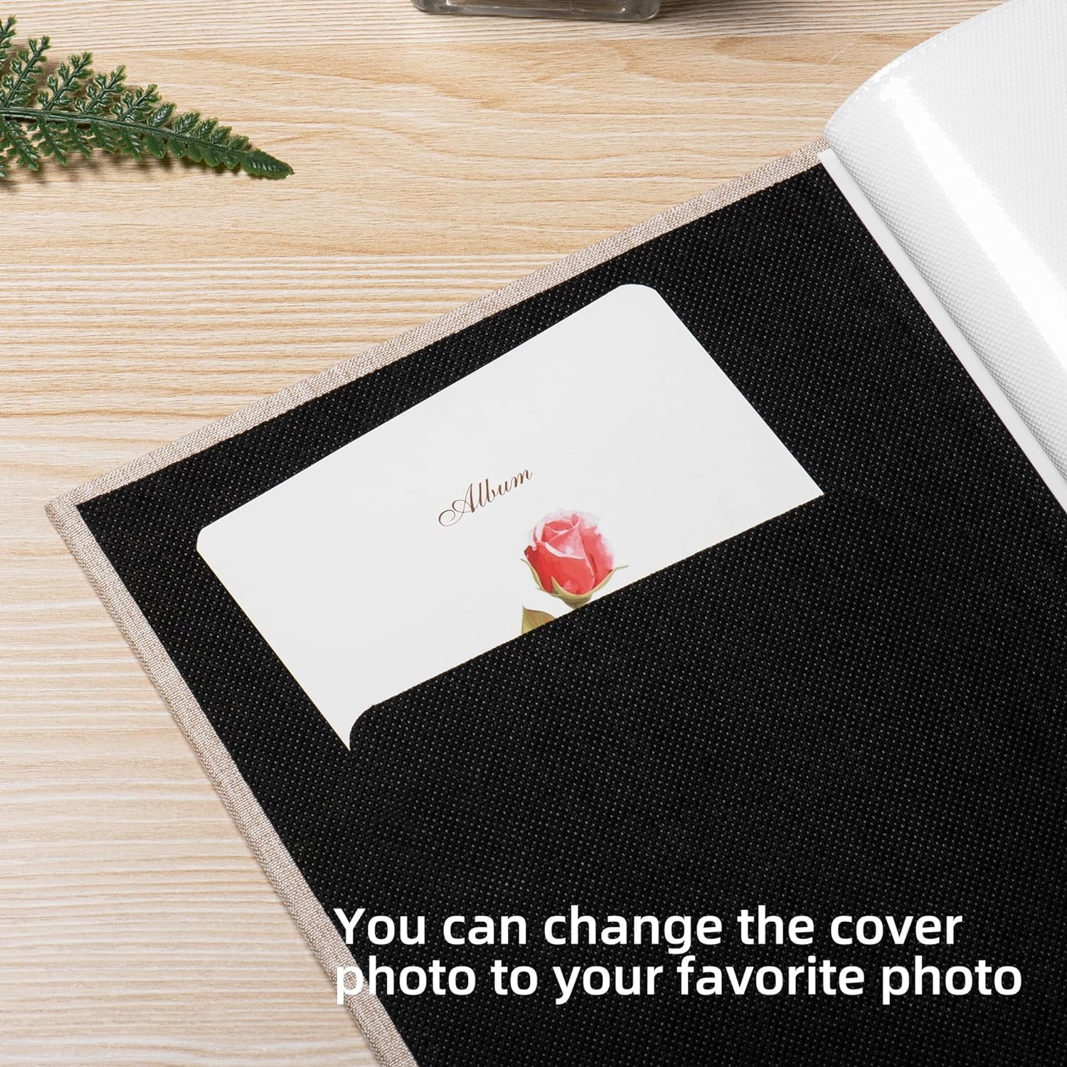 Photo Album 4X6 with 300 Pockets, Slip-In Picture Albums, Linen Cover Memory Book with Front Window, Vertical Photo Book for Wedding, Family, Anniversary, Baby, Vacation(Beige)