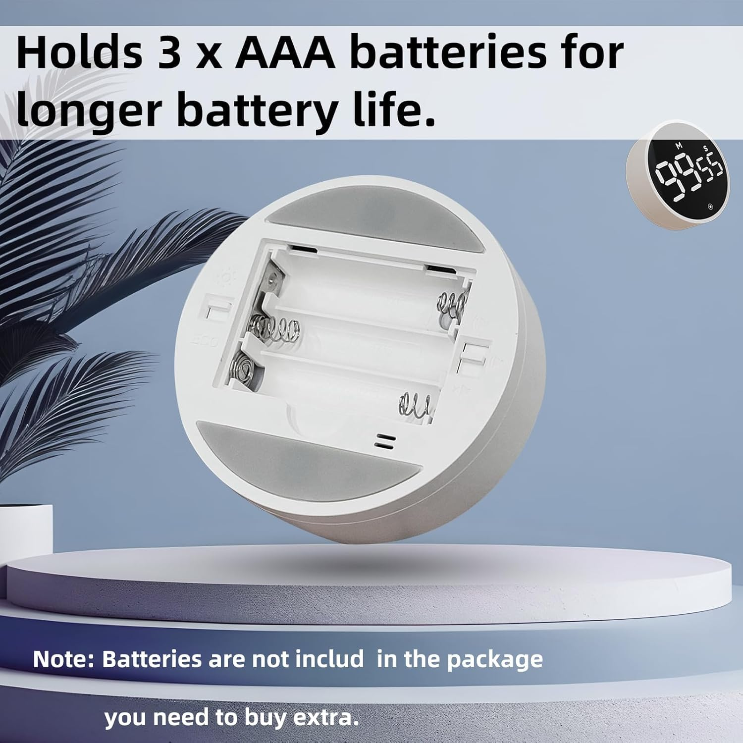 Digital Kitchen Timers, Magnetic Visual Timer Large LED Display Magnetic Countdown Countup Timer Volume Adjustable for Classroom Cooking Baking Teaching, Easy for Kids(Oyster White) image number 6