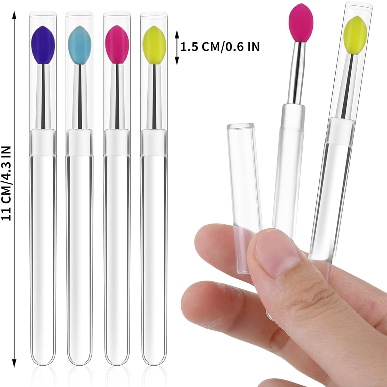 Kzvsiy 12 PCS Silicone Lip Brushes with Dustproof Covers, Reusable Lip Applicators for Lipstick, Lip Balm, Eyeshadow, Lip Cream & Lip Mask, Makeup Tools with Caps (Multicolor) image number 5