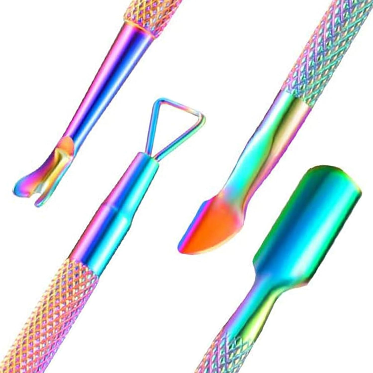 2PCS Cuticle Pusher and Cutter Remover,Salon Nail Scraper for Gel Polish, Stainless Steel Manicure and Pedicure Cleaner Tool for Fingernail and Toenail (Colorful) 011-2S-CS image number 4