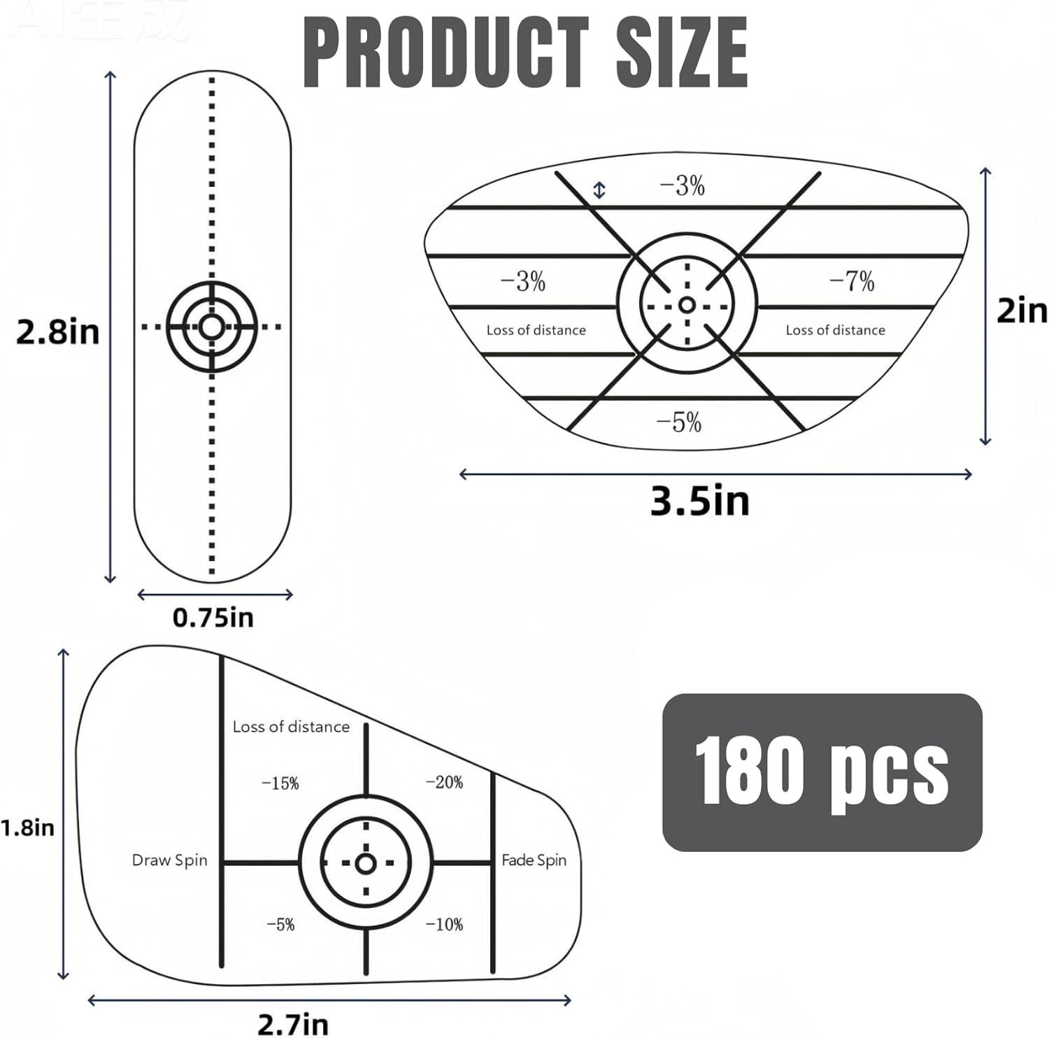 Golf Impact Tape Labels 180 PCS, Golf Impact Stickers for Swing Training Improve, JOMWEN Self-Teaching Sweet Spot and Consistency Analysis, Improve Golf Swing Accuracy and Distance image number 1