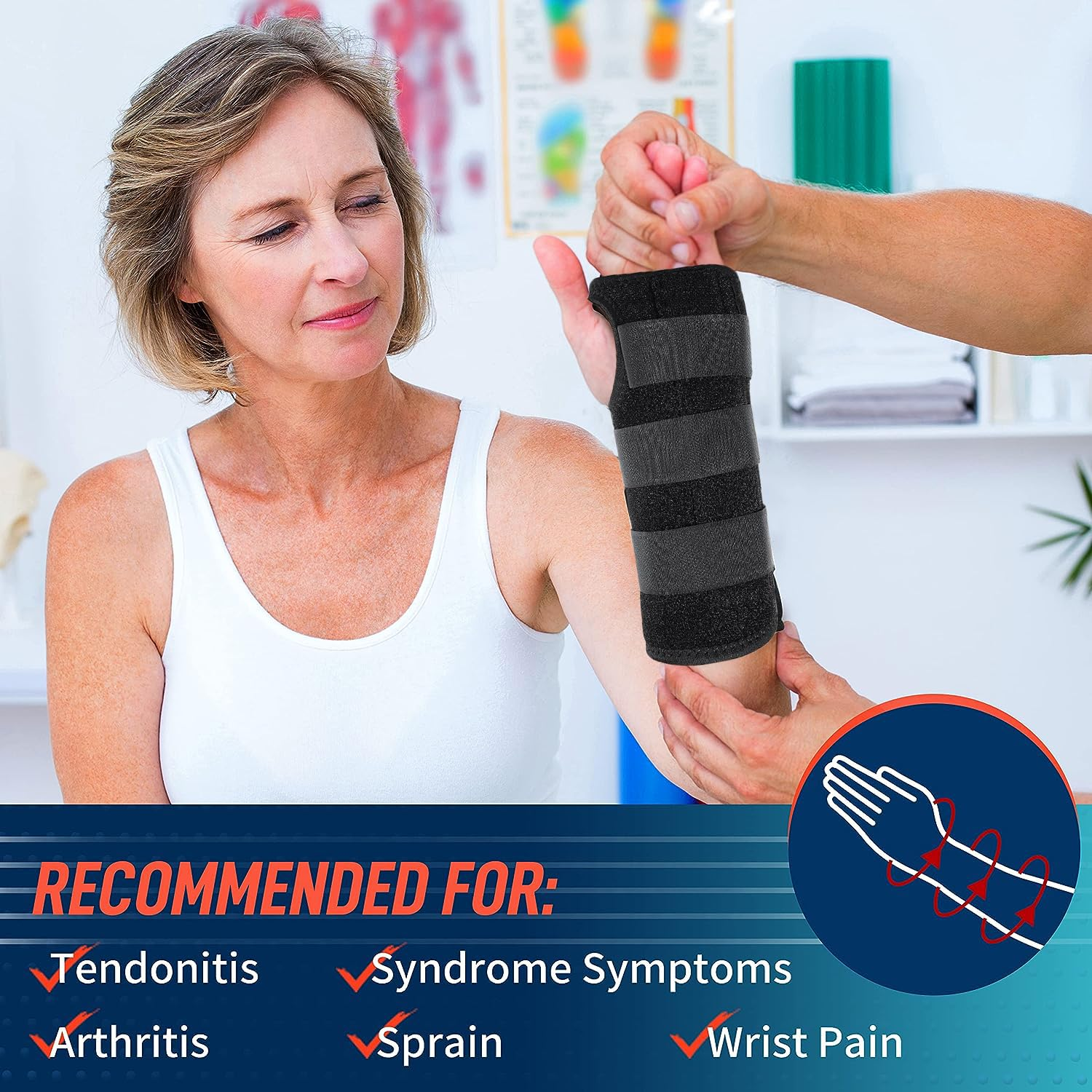 Skeerthy 2 Pieces Adjustable Wrist Brace & Thumb Spica Splint, for De Quervain'S Tenosynovitis, Tendonitis, Carpal Tunnel & Arthritis Wrist Support Thumb Splint (Right Hand - Medium) image number 3