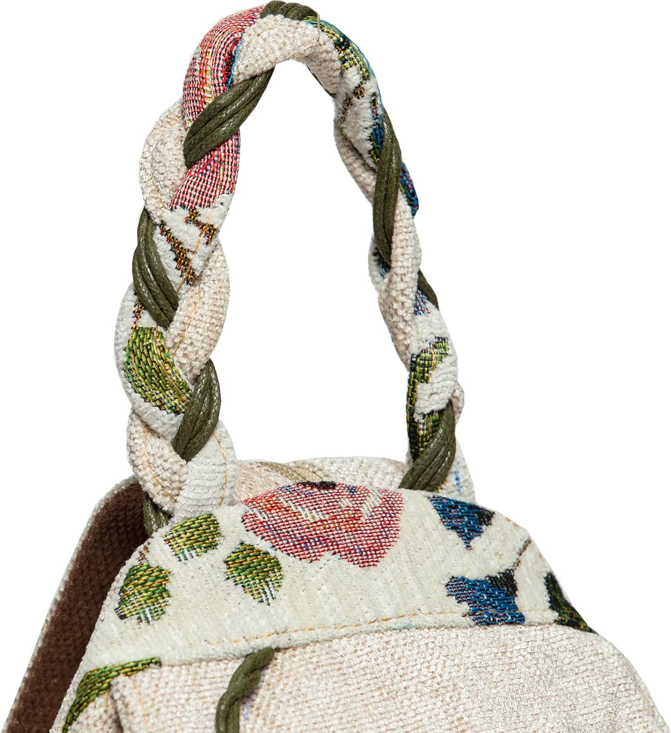 LOZENY Casual Canvas Backpack，Cotton Woven，Versatile Hand-Woven Cotton Linen Bag Small Shoulder Small Fresh Light Fashion Lightweight Cloth Leisure Art Backpack, Green Mist, Small, Handmade Art image number 1