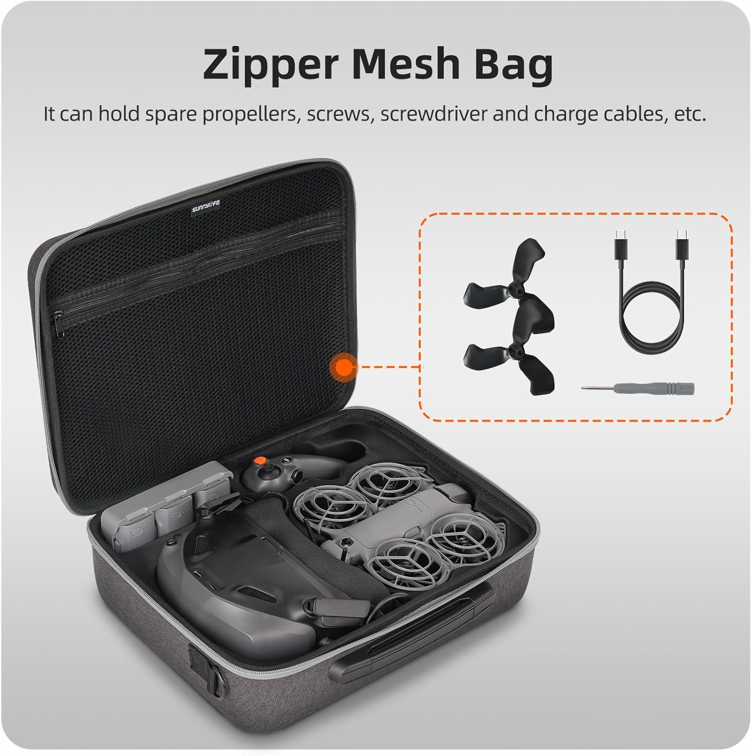 Neo 2 Carrying Case, Portable Storage Shoulder Bag for DJI Neo 2 Drone Accessories, Fits for DJI Goggles N3, RC Motion 3 Controller, 6 Batteries, Battery Charger Hub image number 4