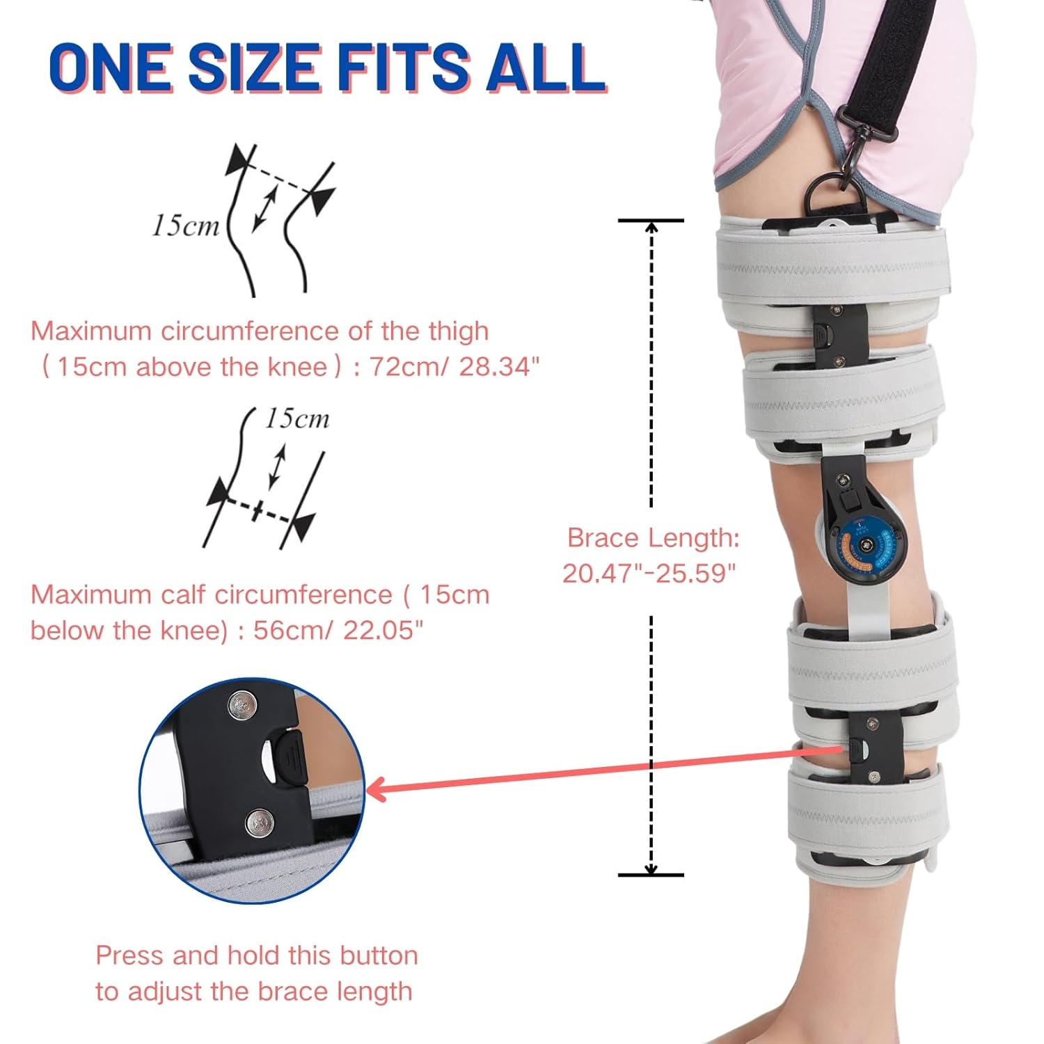 Hinged ROM Knee Brace with Side Stabilizers, Adjustable Post Op Knee Immobilizer for Meniscus Tear, ACL, PCL, MCL, Arthritis, Orthopedic Support after Surgery image number 5
