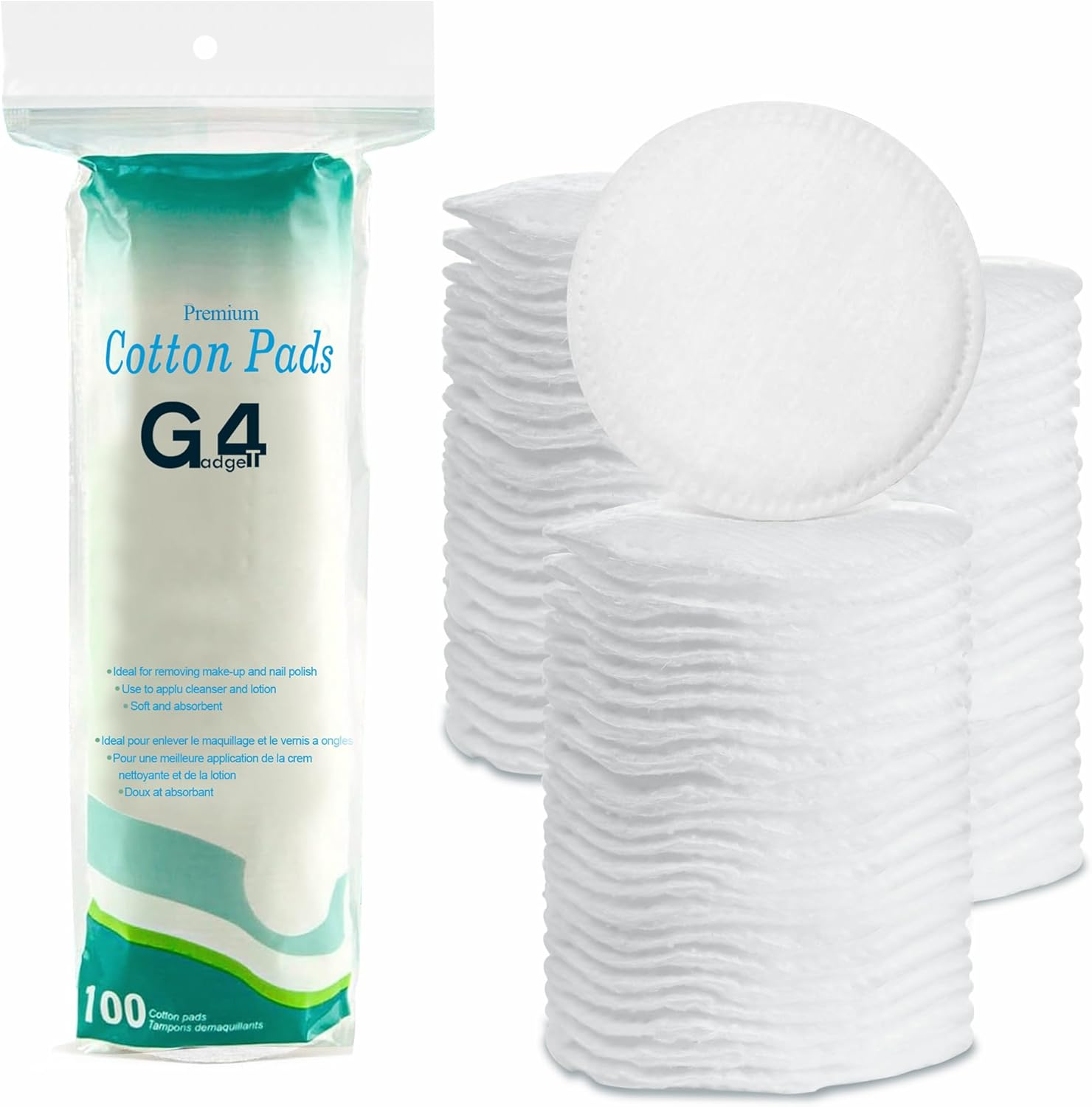 G4GADGET Cotton Pads for Face, 100% Pure Cotton Wool, Soft & Absorbent Makeup Remover Pads, Hypoallergenic, Gentle on Sensitive Skin, Ideal for Beauty & Baby Care, 100 Count image number 3