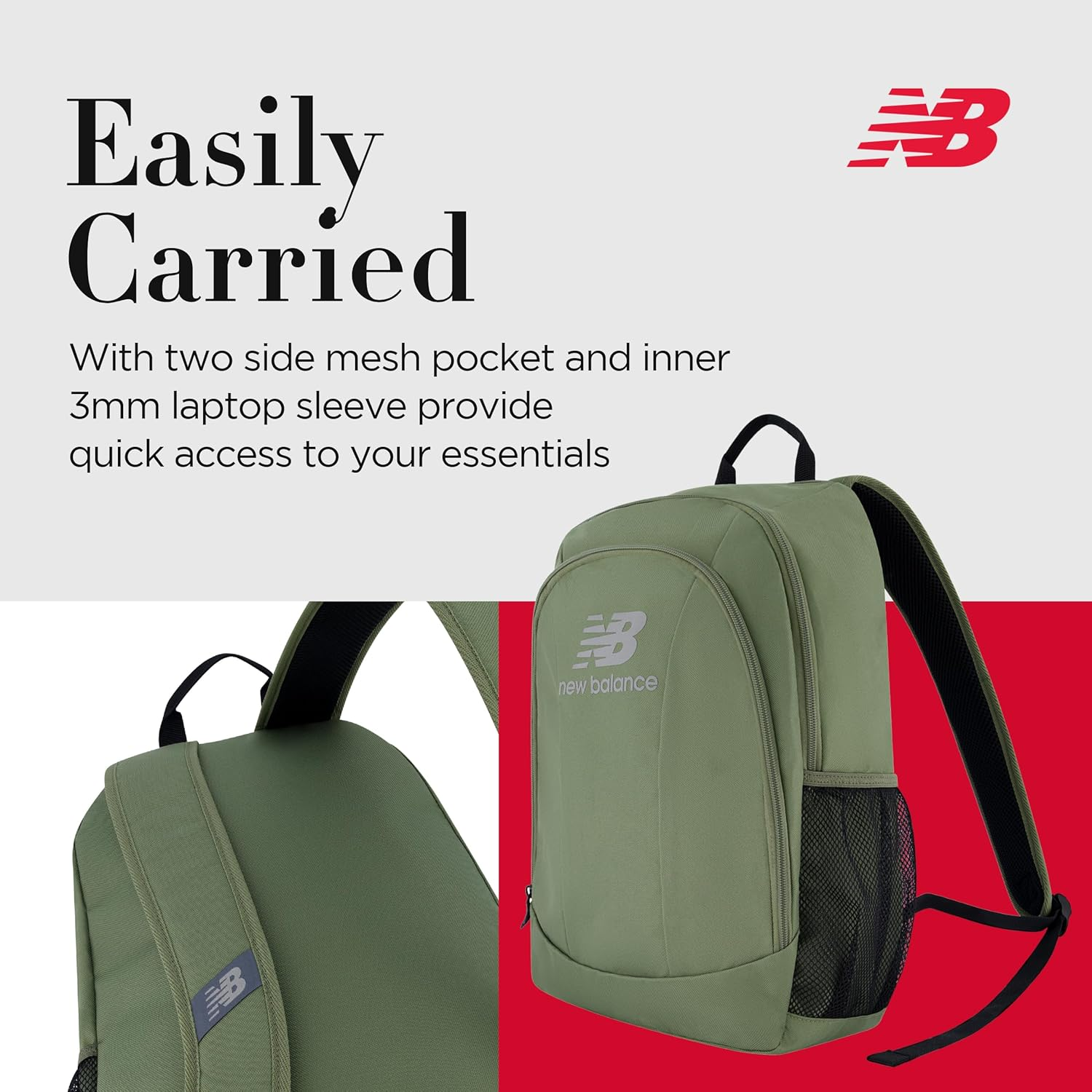 New Balance Laptop Backpack, Commuter Travel Bag for Men and Women - Burgundy image number 5