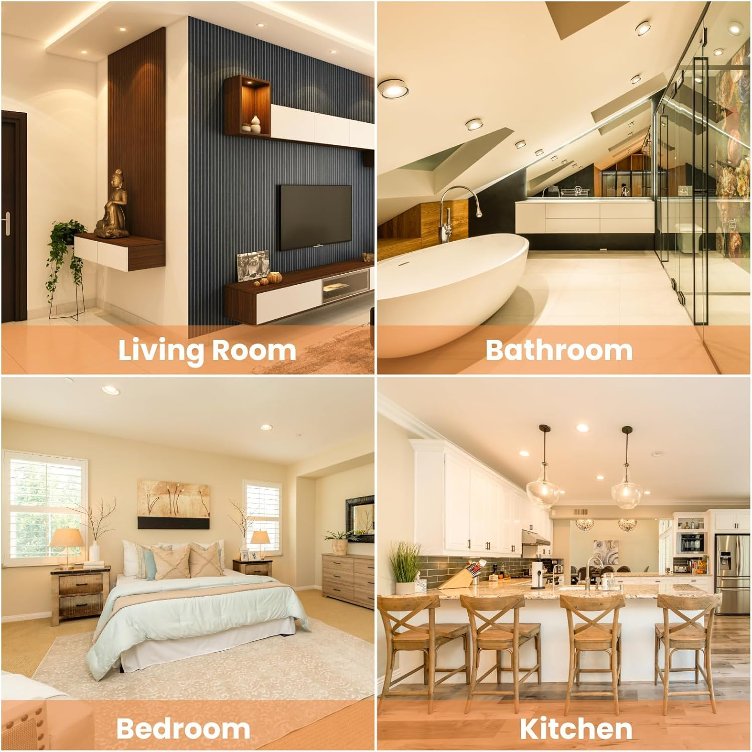 5W LED Recessed Ceiling Light Dimmable IP44 Spotlight,3Cct 2700-3000K,90-100Mm Cutout 450LM Led Downlight Suitable for Kitchen,Bathroom,Bedroom,White, Pack of 10,AUS Plug image number 2