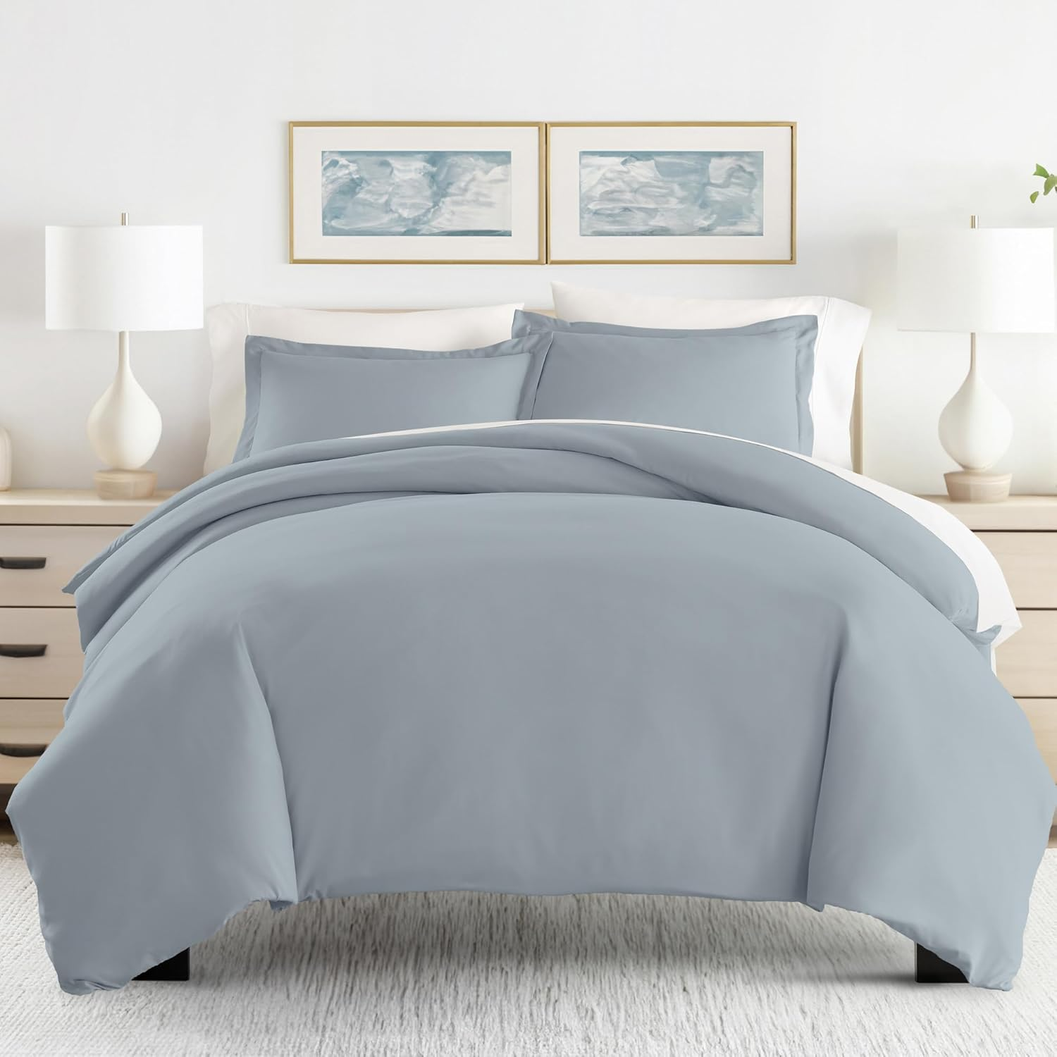 Linen Market Premium Ultra Soft 3 Piece Duvet Cover Set Full/Queen Light Blue image number 3