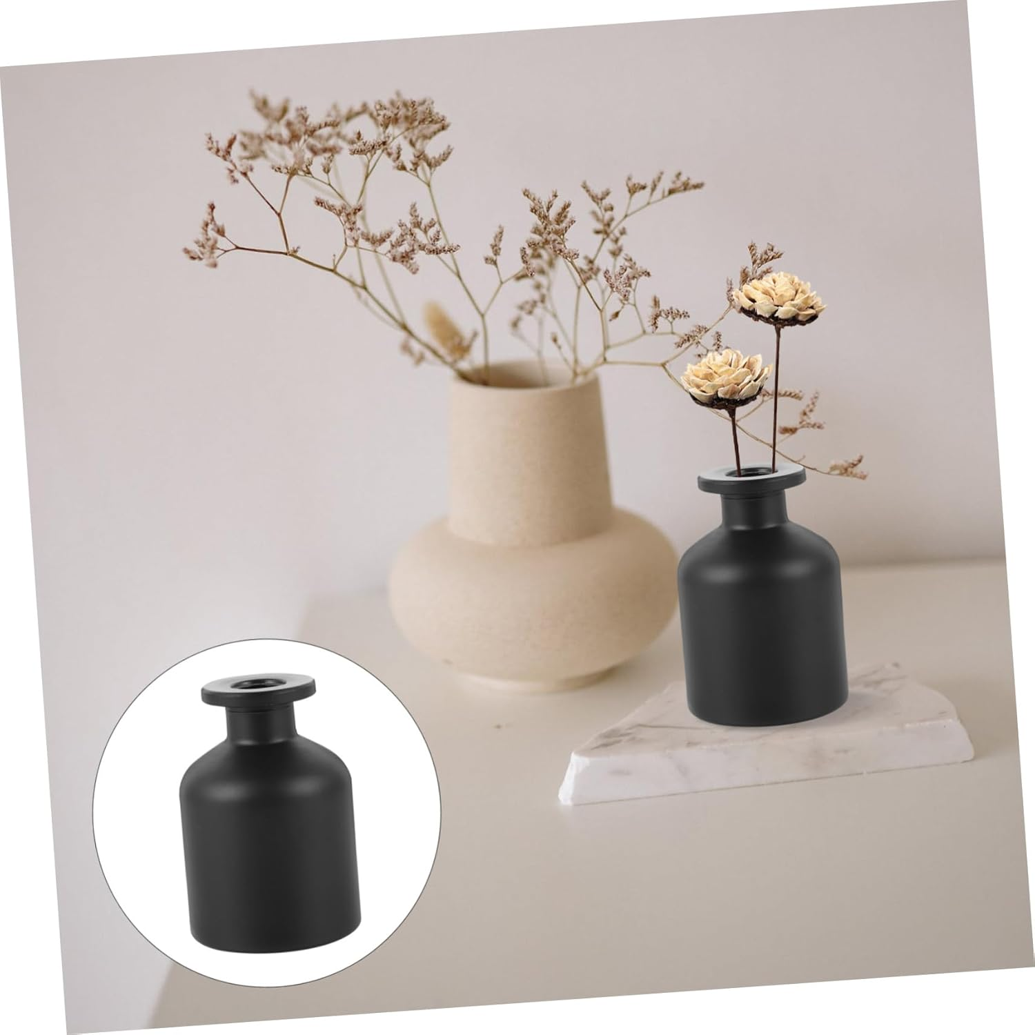 Yardenfun Aroma Glass Bottles Set 2Pcs 100Ml Black Frosted Refillable Essential Oil Diffuser Containers for Home Aromatherapy Room Fragrance Decor image number 5