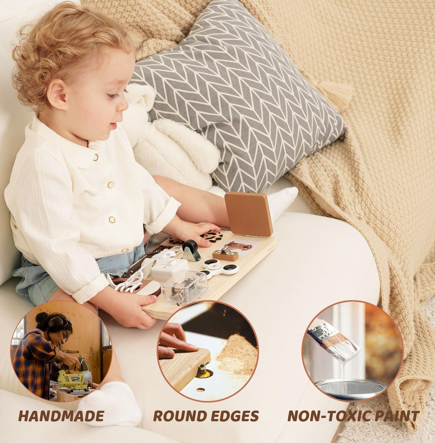 Montessori Busy Board Wooden Sensory Toddler Toys Preschool Educational Learning Activities for Boys & Girls- Birthday Gifts for Kids image number 2