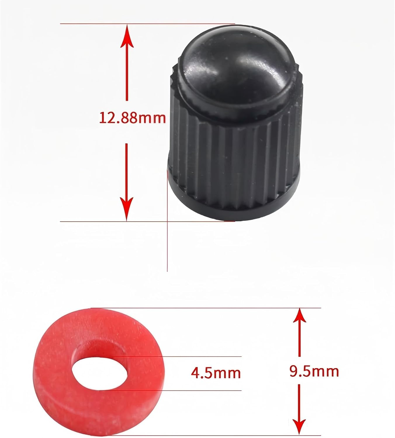 LORJE 100Pcs Plastic Tyre Valve Caps with O-Ring Seal Gasket,Universal Dust Caps for Cars Bike Bicycle Trucks Motorbike Black Plastic Replacement