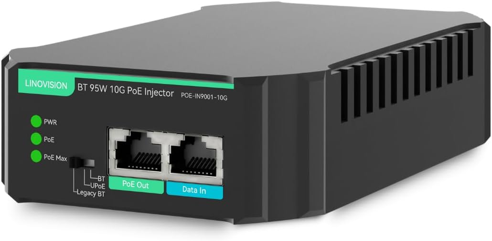 LINOVISION Industrial 10G BT 95W POE++ Injector with AC 100-240V Input, Compatible with Standard and Legacy Non-Standard PD Devices, Ieee802.3Af/At/Bt Poe Output for PTZ Camera, POE Light, POE Monitor image number 1