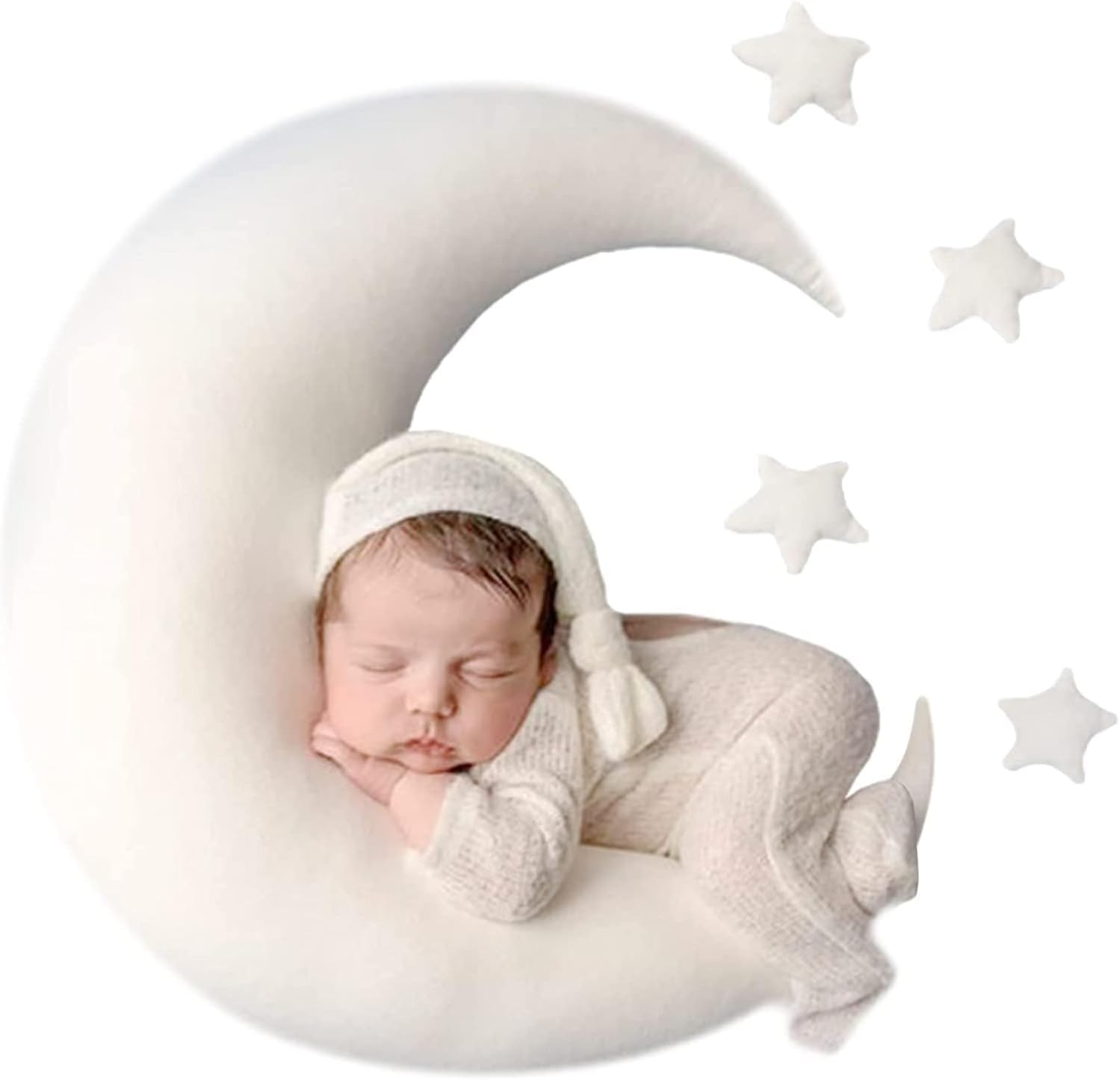 Moon Star Pillow Newborn Posing Pillow Newborn Photography Posing Pillows Infant Photography Props Set (White) image number 3