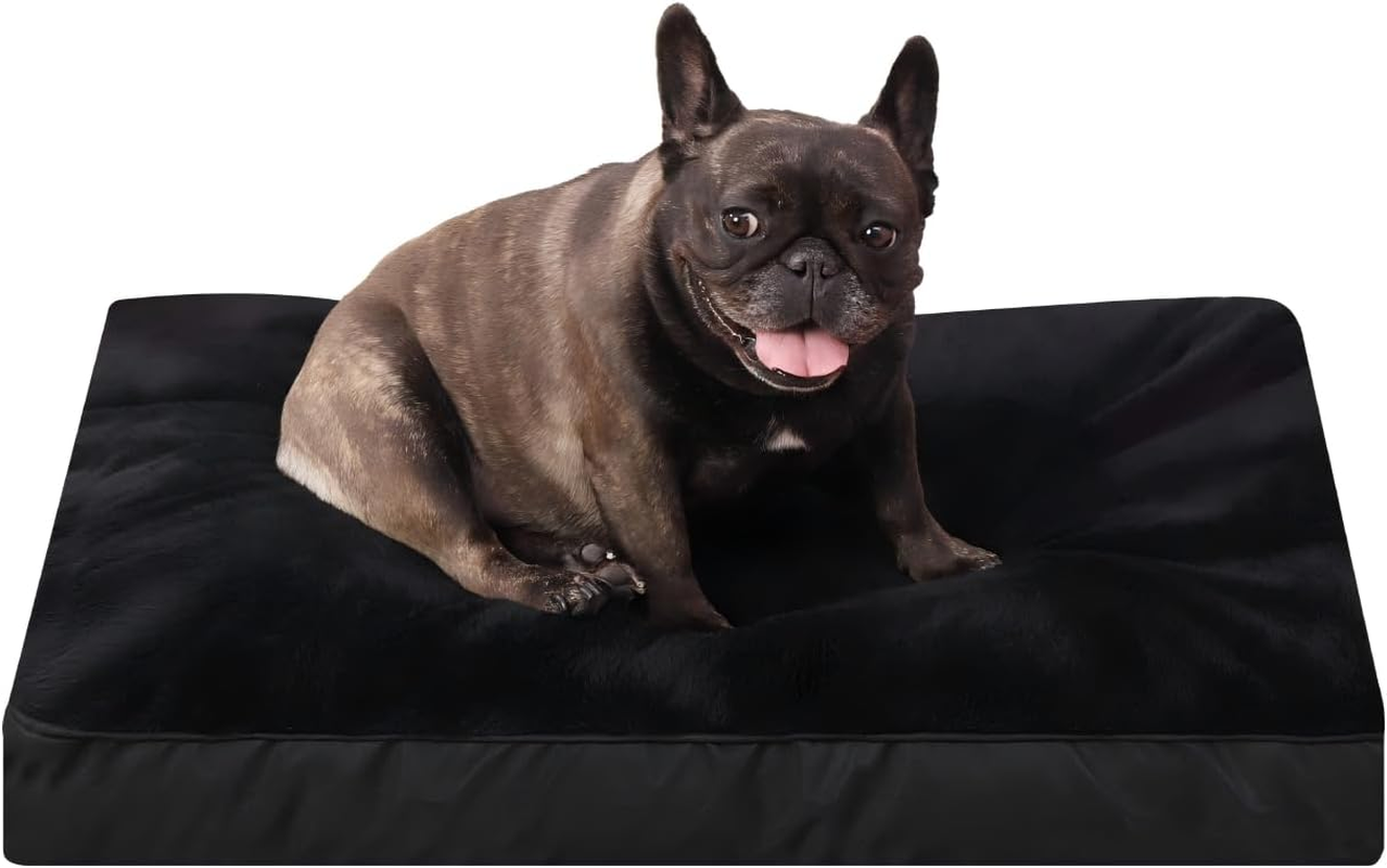 Dog Crate Bed Waterproof Deluxe Plush Dog Beds with Removable Washable Cover Anti-Slip Bottom Pet Sleeping Mattress for Large, Medium, Jumbo, Small Dogs, 35 X 22 Inch, Gray