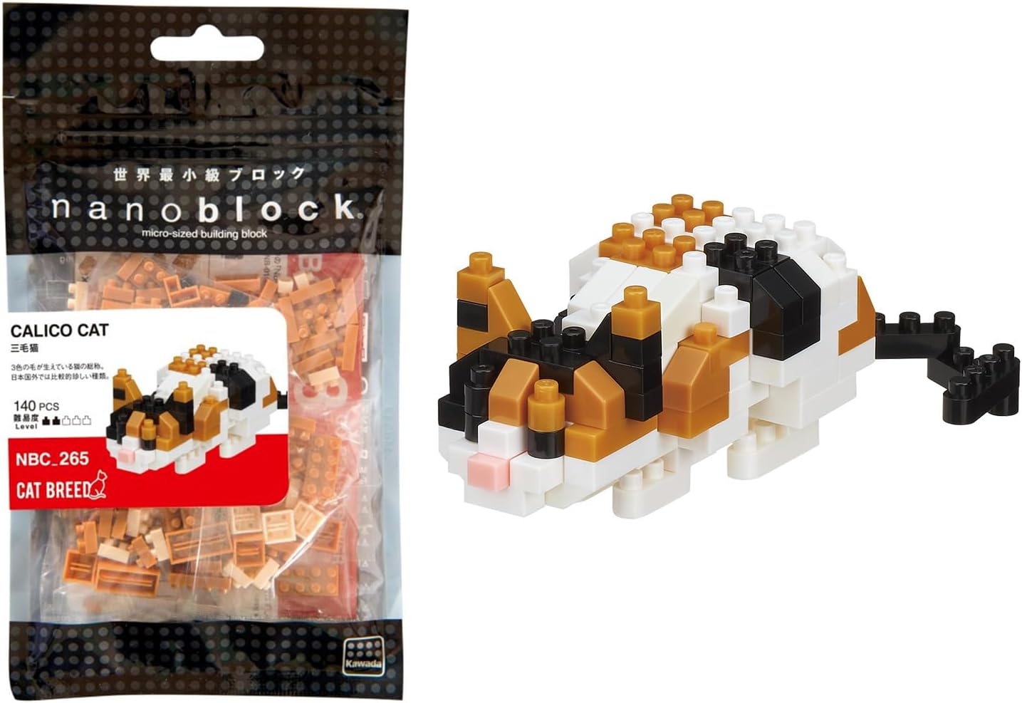 Nanoblock Calico Cat Building Kit, Orange image number 3