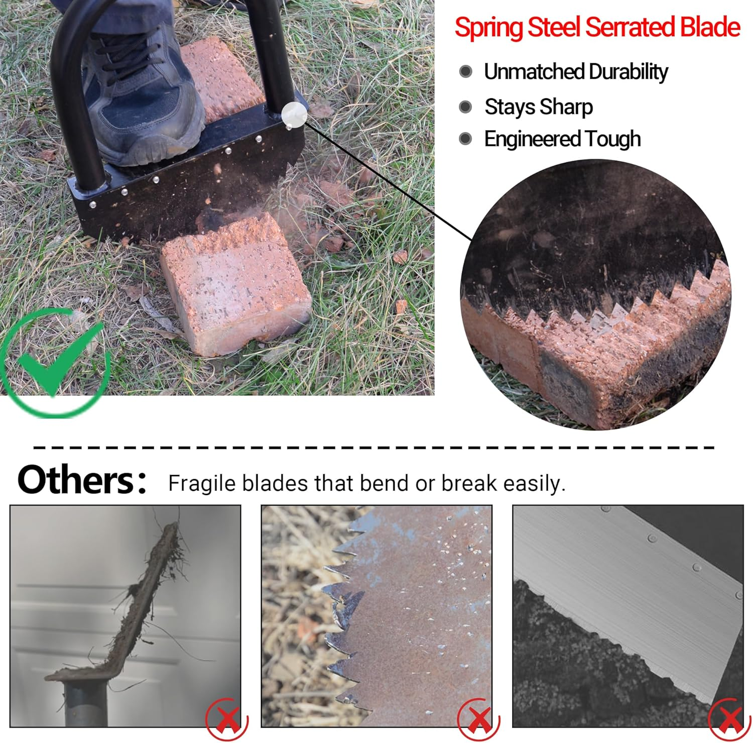 Edger Lawn Tool 41In Border Edger with Tempered Spring Steel Blade Long Rubber Handle Wide Footplate Rustproof Manganese Steel Half Moon Edger for Garden Maintenance image number 4
