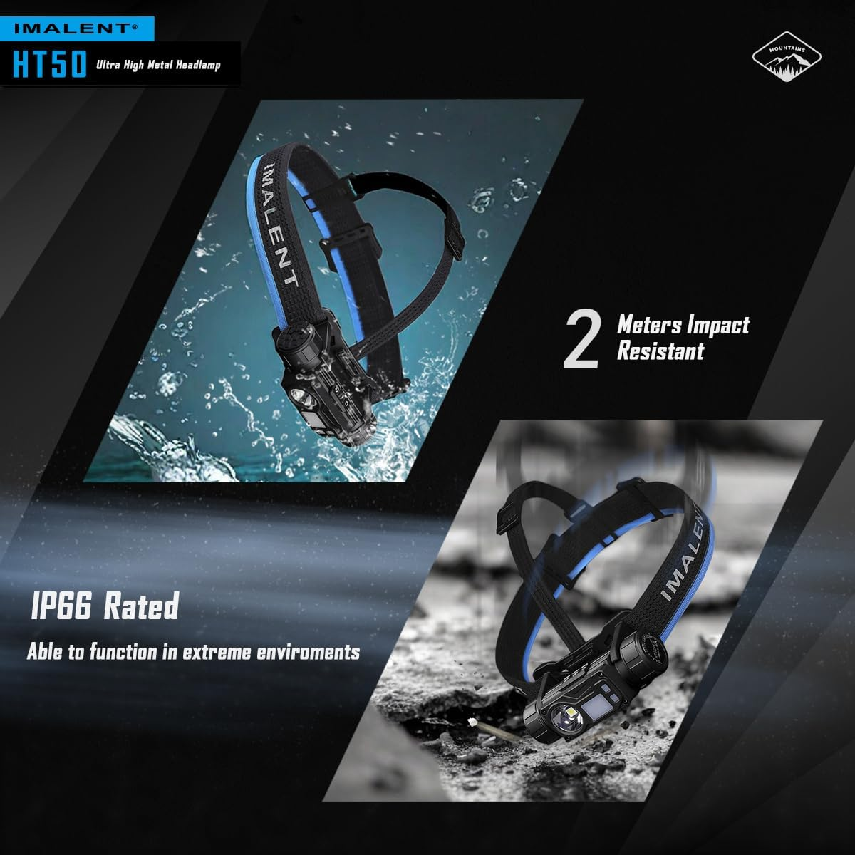 IMALENT HT50 LED Head Torch 3000Lumens Rechargeable Camping Hiking Equipment Waterproof Multifunctional High Intensity Headlamp Two Light （Red & White） Suitable for Wilderness Hiking and Exploration