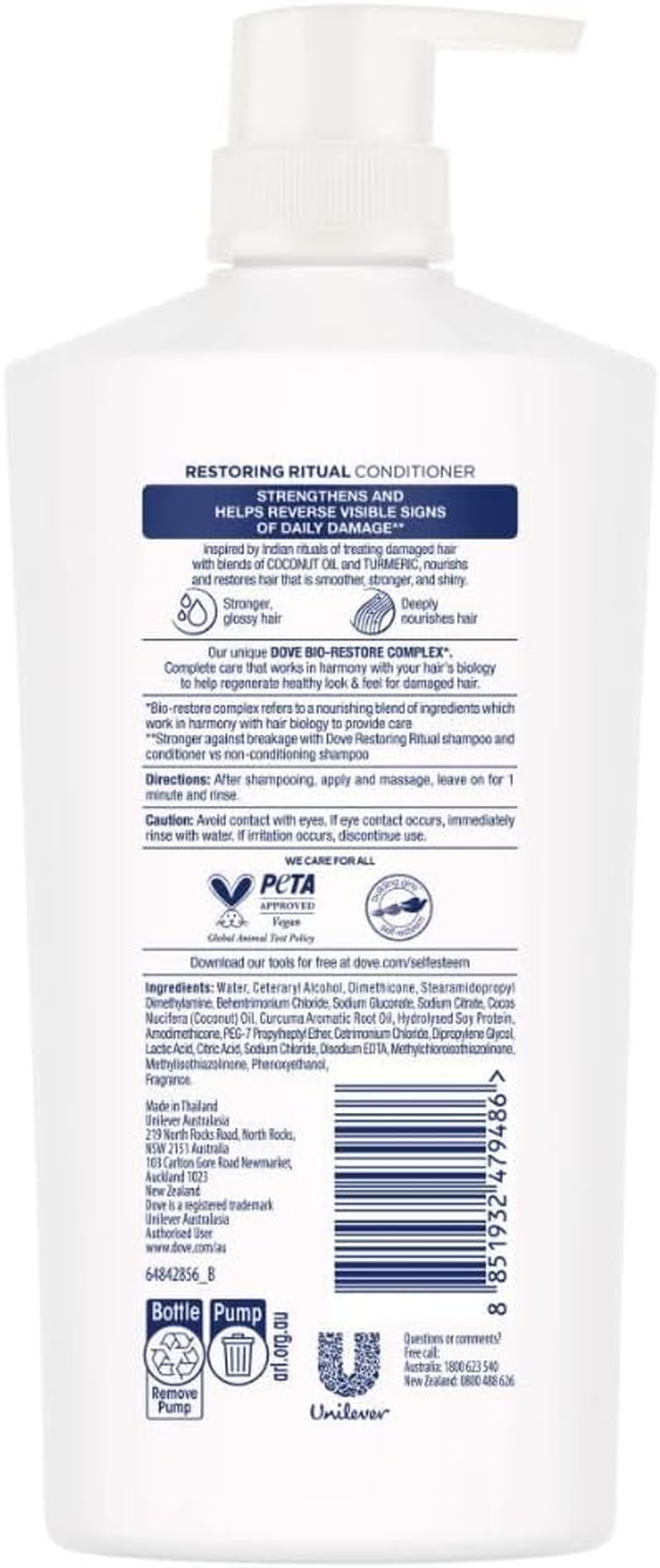 Dove CD Restoring Ritual Shampoo 850 Ml image number 3