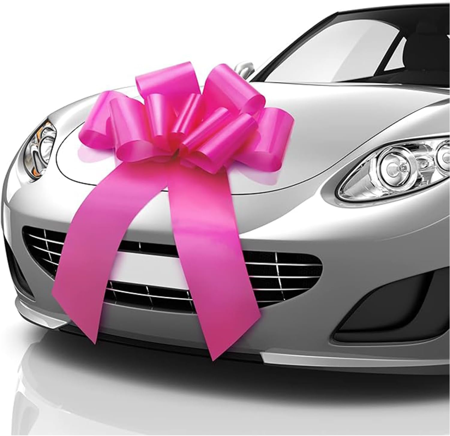 Big Car Bow 30 Inch, Giant Huge Birthday Red Gift Bow for Car, with 2 Suction Cups Christmas Tree Topper Decor (Rose Pink) - Glod image number 7