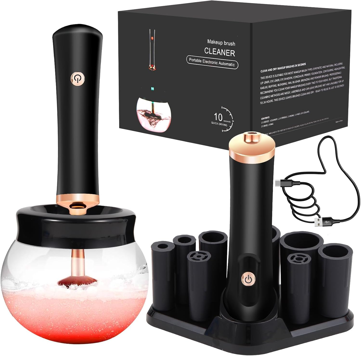 YBVABE Makeup Brush Cleaner and Dryer - USB Rechargeable Electric Makeup Brushes Cleaner Machine - Fast Drying and Efficient Brush Cleaner for Makeup Brushes image number 5