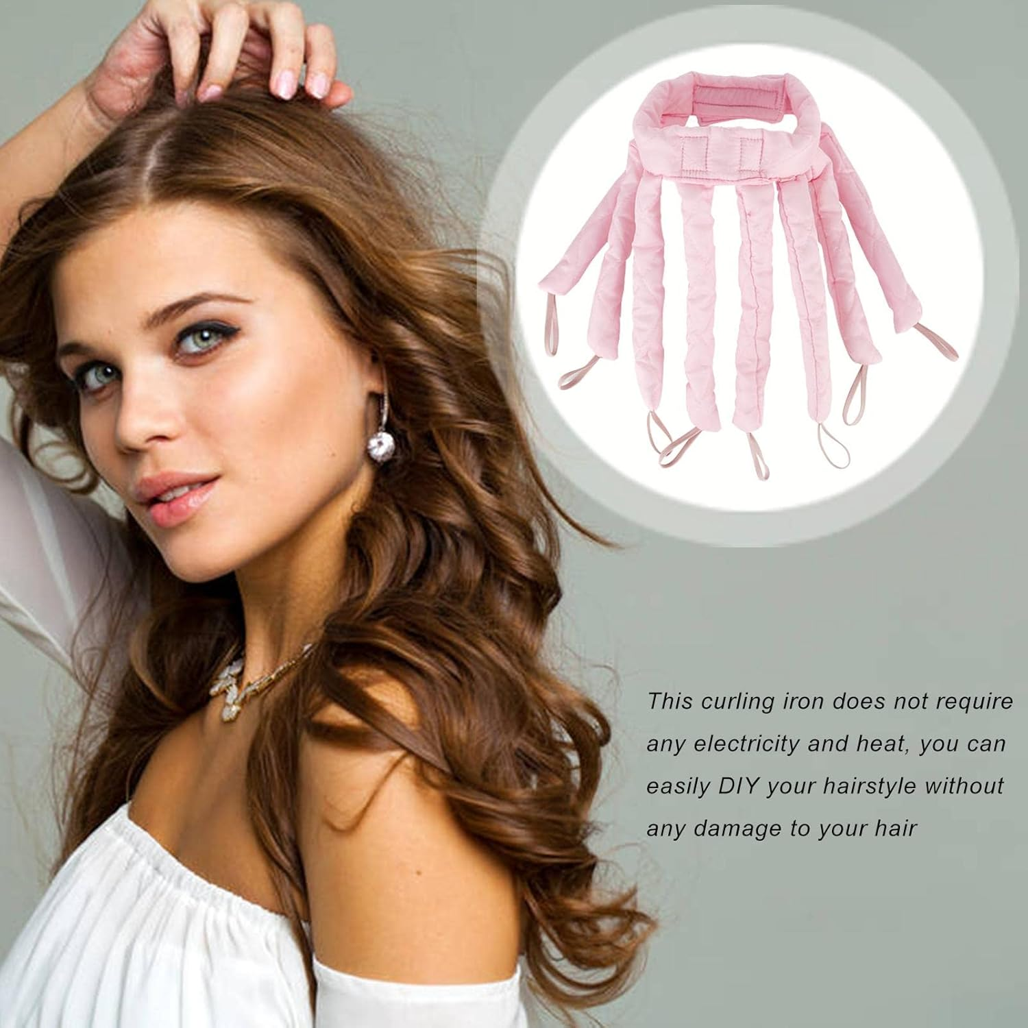 Octopus No Heat Curlers, Octopus Heatless Curlers Headband, Sleep Curling Iron Hair Curling Tools Hair Rollers for Long & Short Hair for Overnight B/M - Blue image number 6