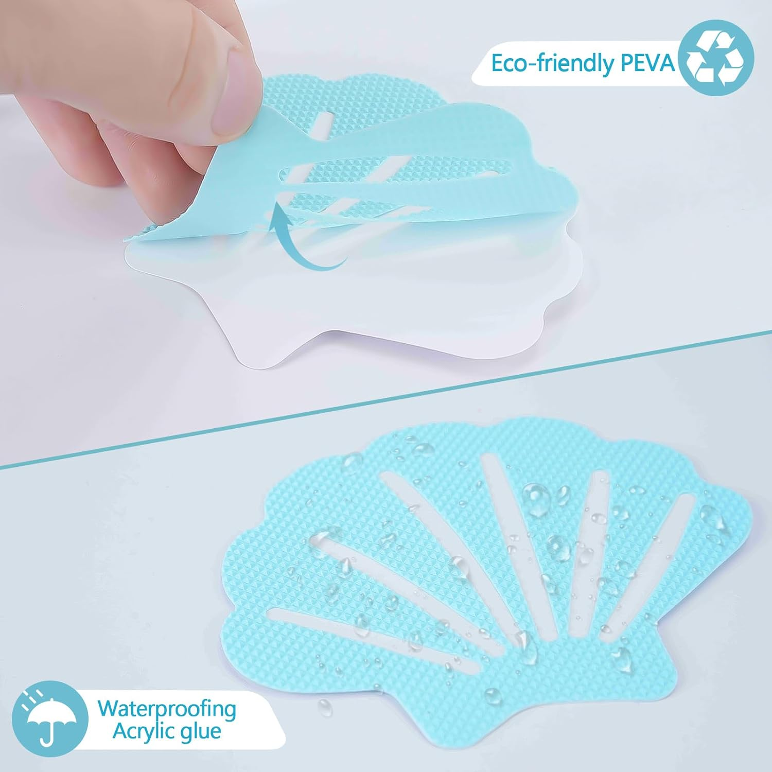 48Pcs Bathtub Stickers Non-Slip, FHDUSRYO anti Slip Shower Stickers, Safety Shower Treads Strips with Scraper, Adhesive Decals Appliques for Bath Tub, Showers Floor, Stairs, Ladders (Blue)