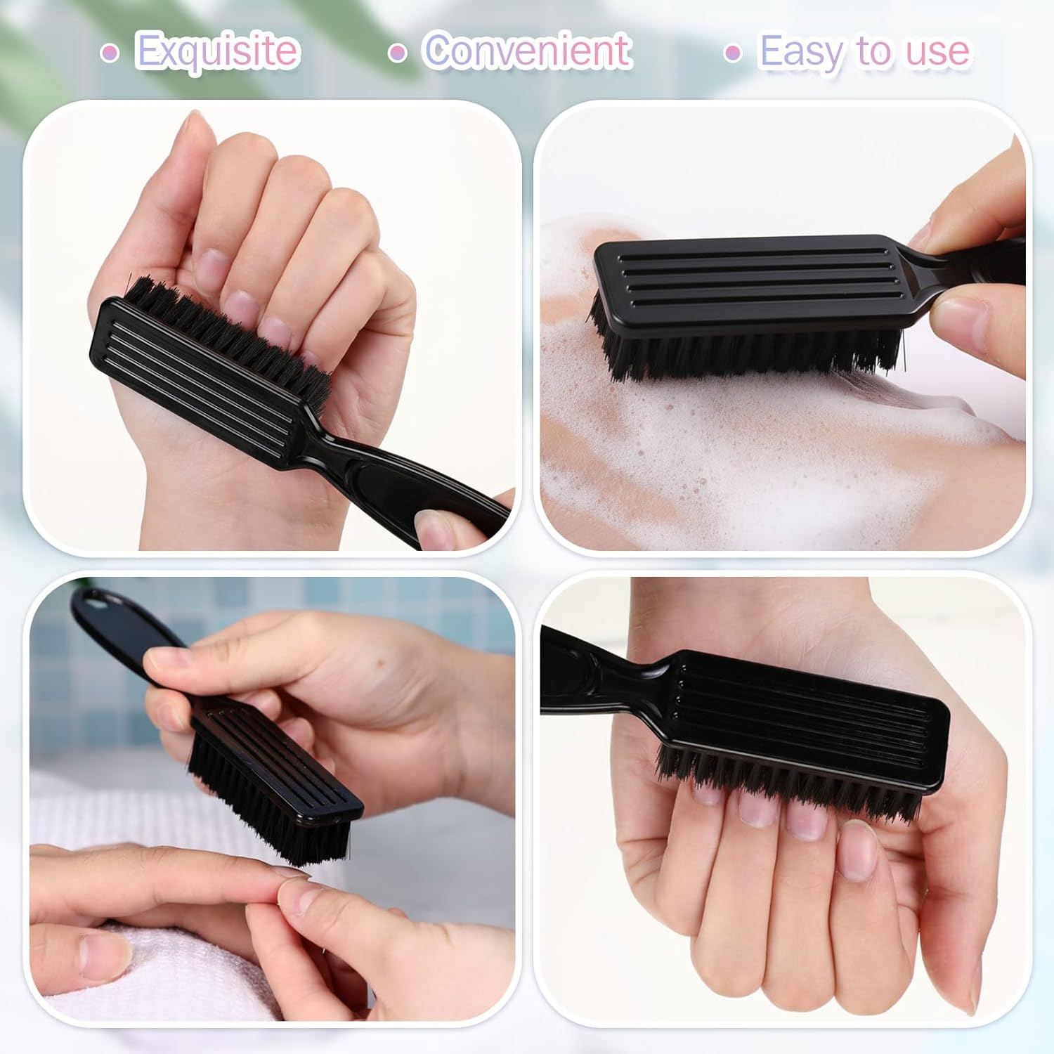 Patelai 100 Pieces Nail Brush Handle Grip for Cleaning Fingernails Toes Scrub Manicure Pedicure (Black) image number 5