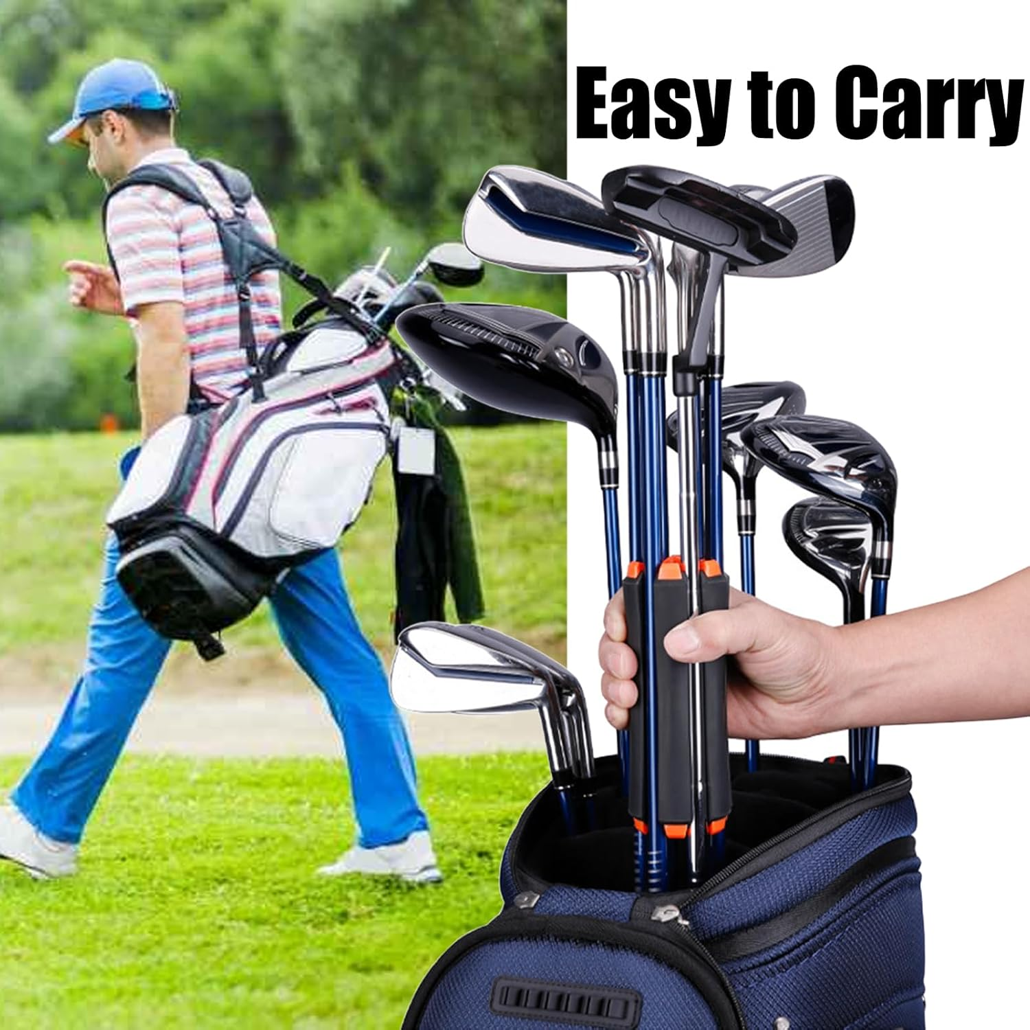 Peixiong Golf Club Carrier Golf Club Holder to Holds up 6 Golf Clubs, Portable Golf Club Retainer Golf Club Storage Rack, Easy to Carry Club Carrier for Outdoor Sports Training Accessories image number 1