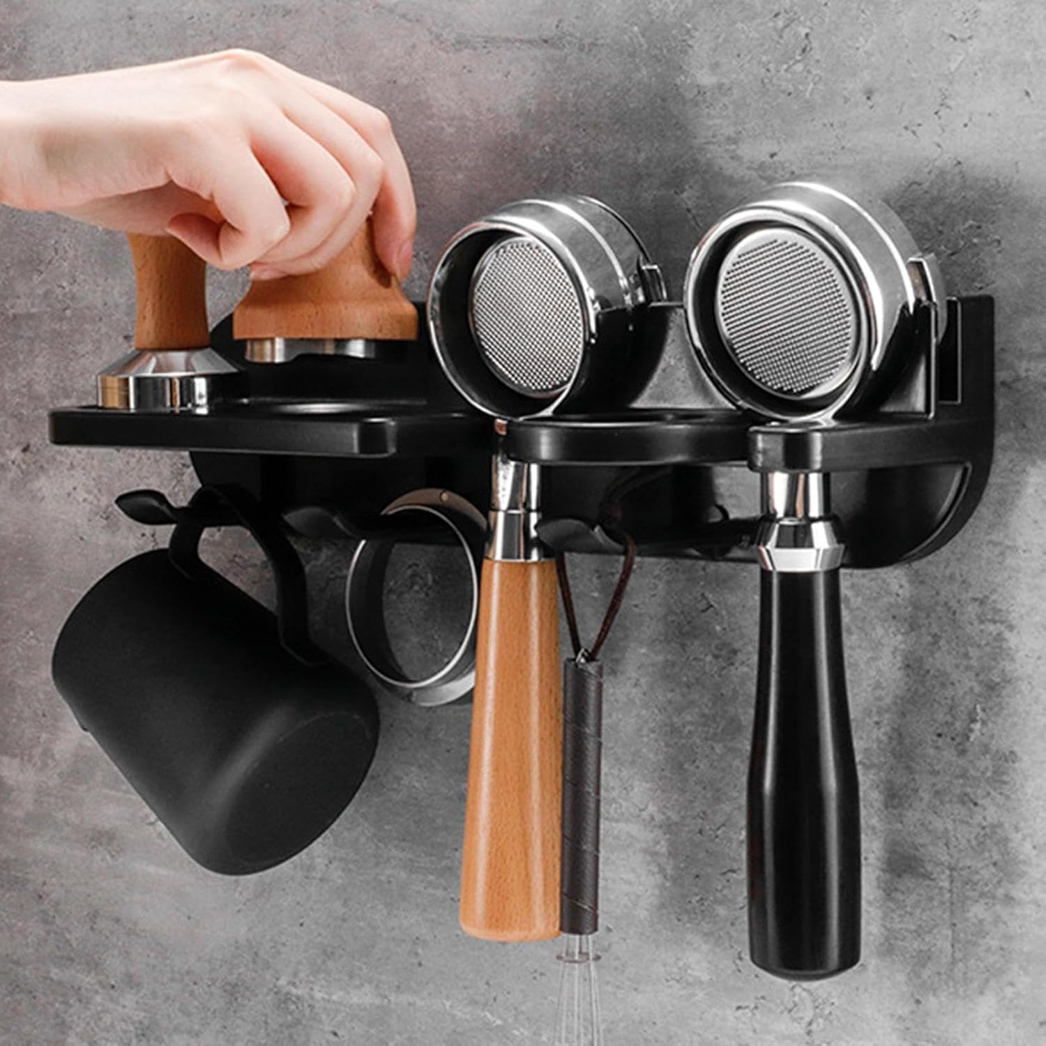 Coffee Tamper Holder - Espresso Tamper Station, Coffee Pressing Station | Heat-Resistant Bariista Filter Tamper Holder, Portafilters Tamper Espresso Accessories for Tea Towels Stirrers, 32X8X8Cm