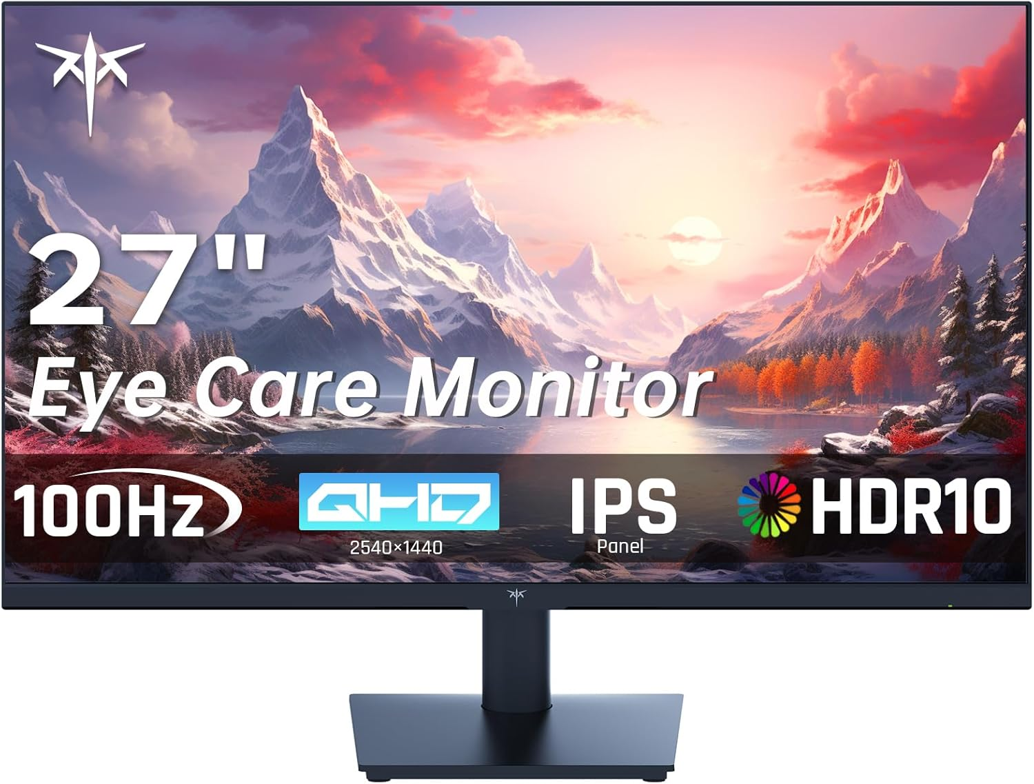 KTC 27 Inch QHD Computer Monitor, 2K 100Hz IPS Gaming Monitor, 1440P Frameless Eye Care PC Office Monitor with HDMI/DP, Freesync & G-Sync, HDR10, VESA, Tilt Adjustable image number 5