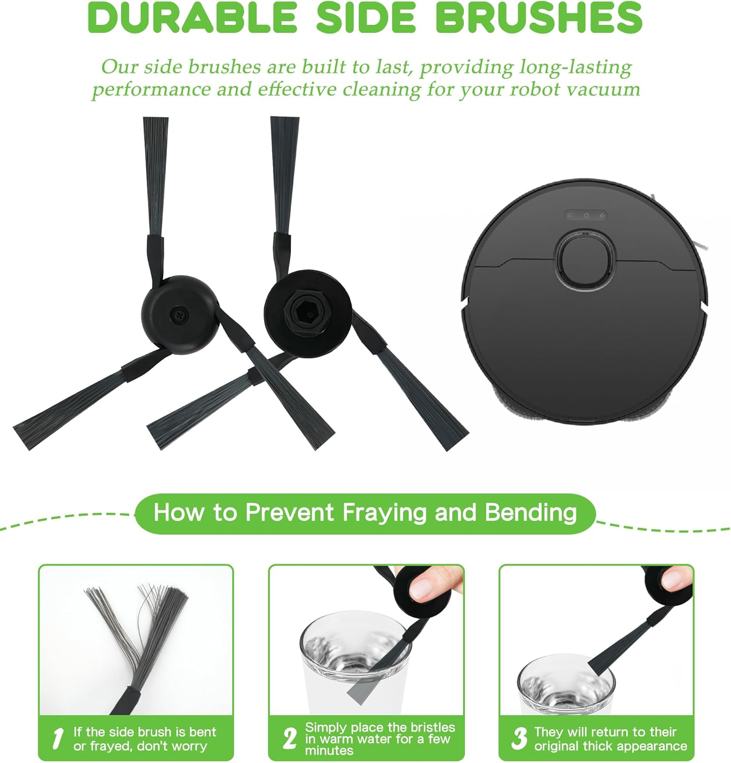 YBVABE 9Pack Side Brushes Compatible with Dreame X40 Ultra, X50 Ultra, L40S Ultra and L40S Pro Ultra Robot Vacuums &ndash; Durable Corner Cleaning Accessories for Deep, Hair-Resistant Cleaning
