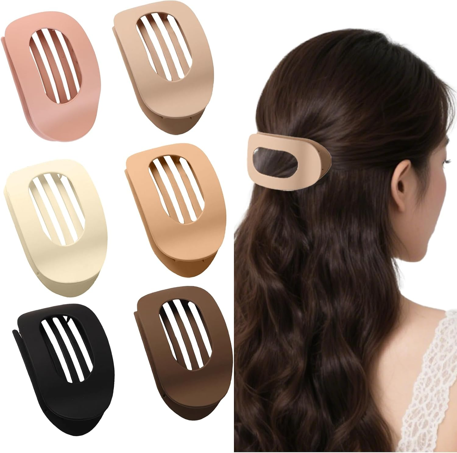 Pack of 6 Hair Clips for Women Large Flat Hair Clip French Flat Claw Clip for Thin and Thick Hair Driving Everyday Use image number 2