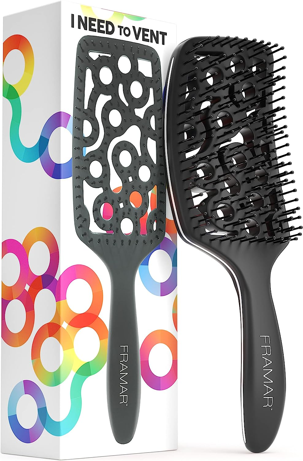 FRAMAR Professional Vented Hair Brush Paddle Curved Hair Brush for Blow Drying, Wet Paddle Brush for Women Blow Drying