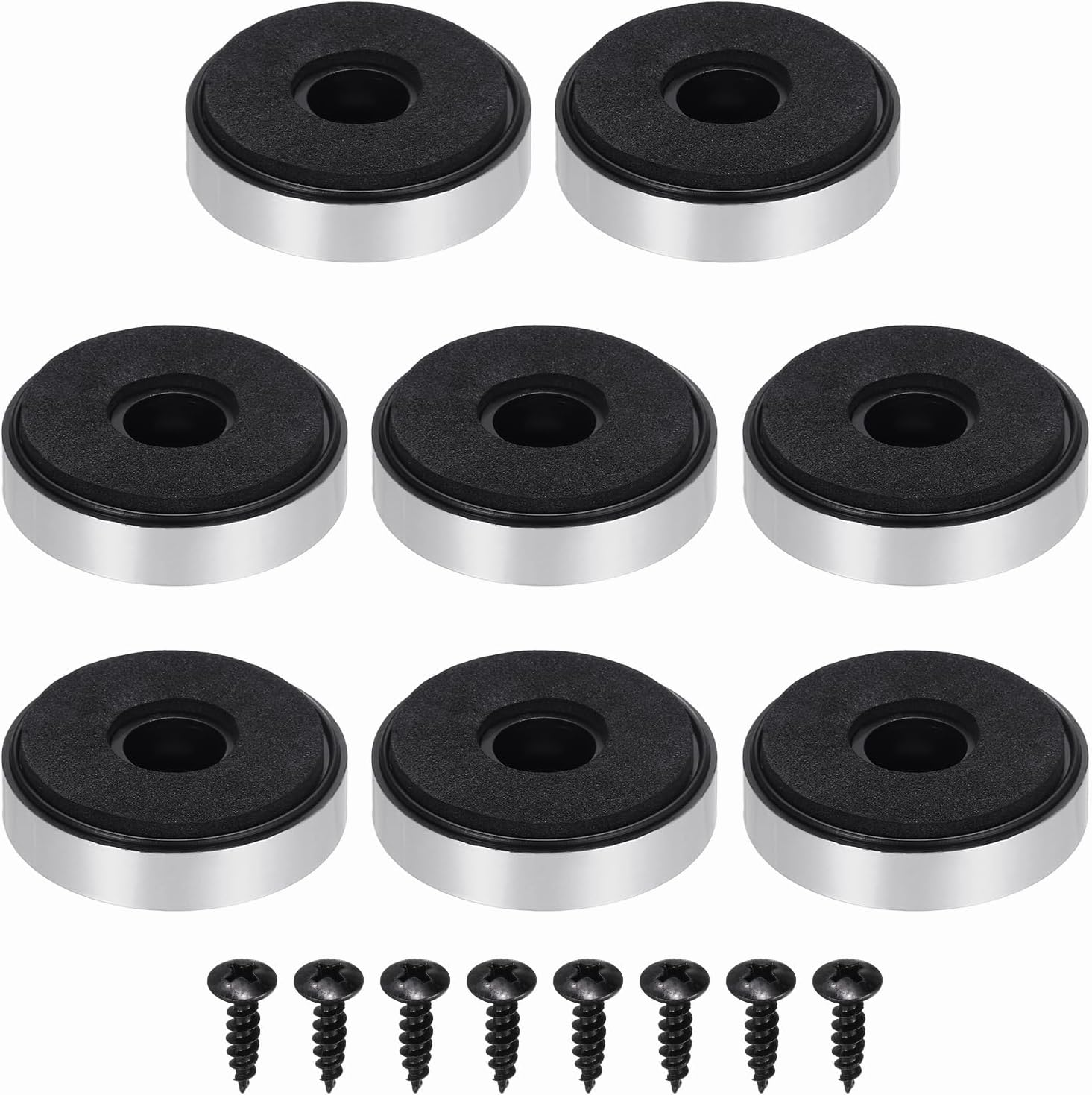Sourcing Map 8 Pcs Speaker Isolation Feet,30Mmx7Mm Plastic Foam Shock Absorption Base Pad anti Vibration Amplifier Stand Feet Mat for Audio CD Hifi Home Theater Sound System, Gold