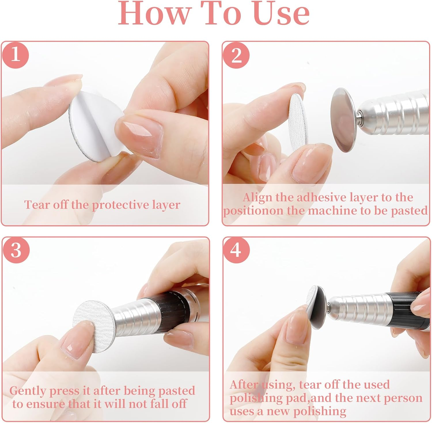 72Pcs Sanding Paper Discs and 25Mm Metal Nail Drill Bit Replacement Sandpaper Disk, Foot File for Dead Skin Foot Callus Remover for Manicure Pedicure Supplies Tools(80#150#240# Grits) image number 4