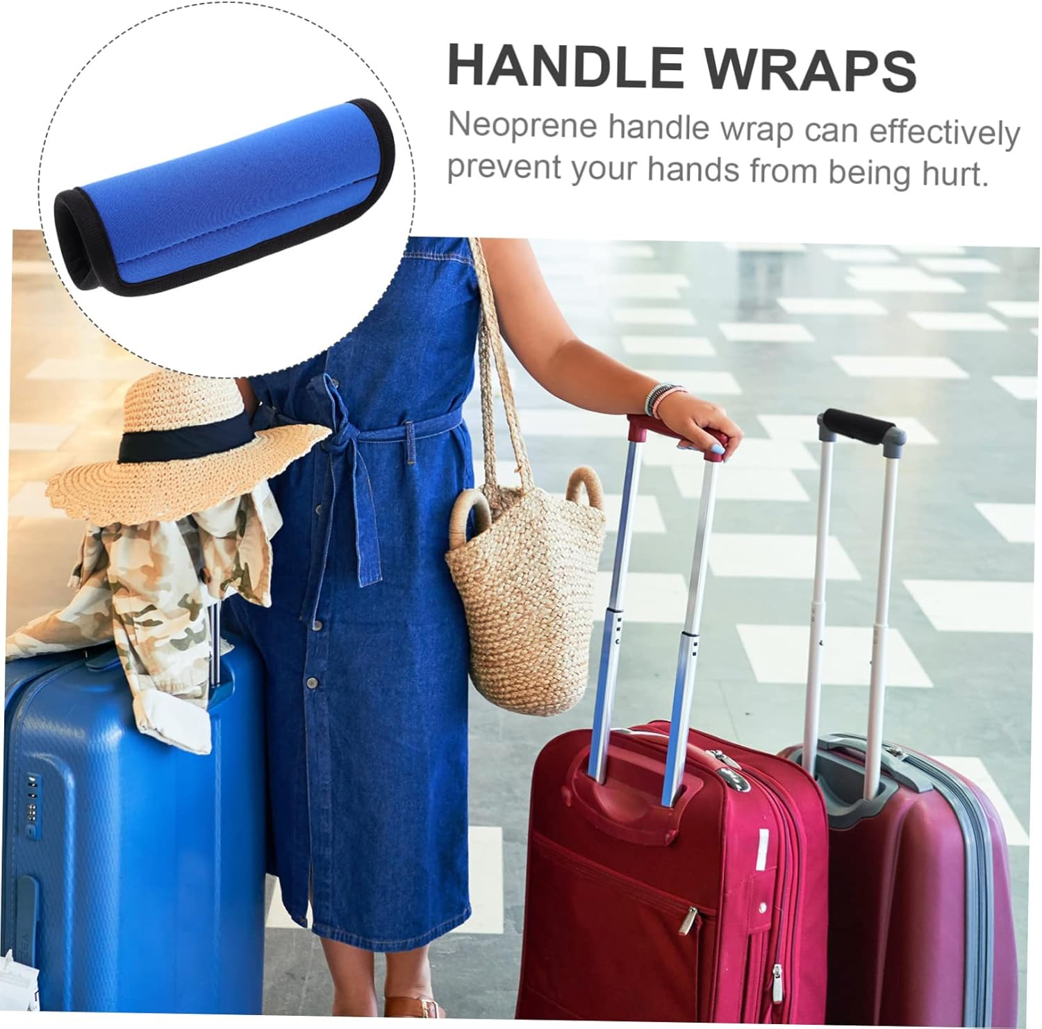 PRETYZOOM 3Pcs Neoprene Luggage Handle Wrap Suitcase Identifier Grip Travel Bag Handle Covers for Purse Wallet Protection for Suitcase Travel Tags and Case Supplies image number 2