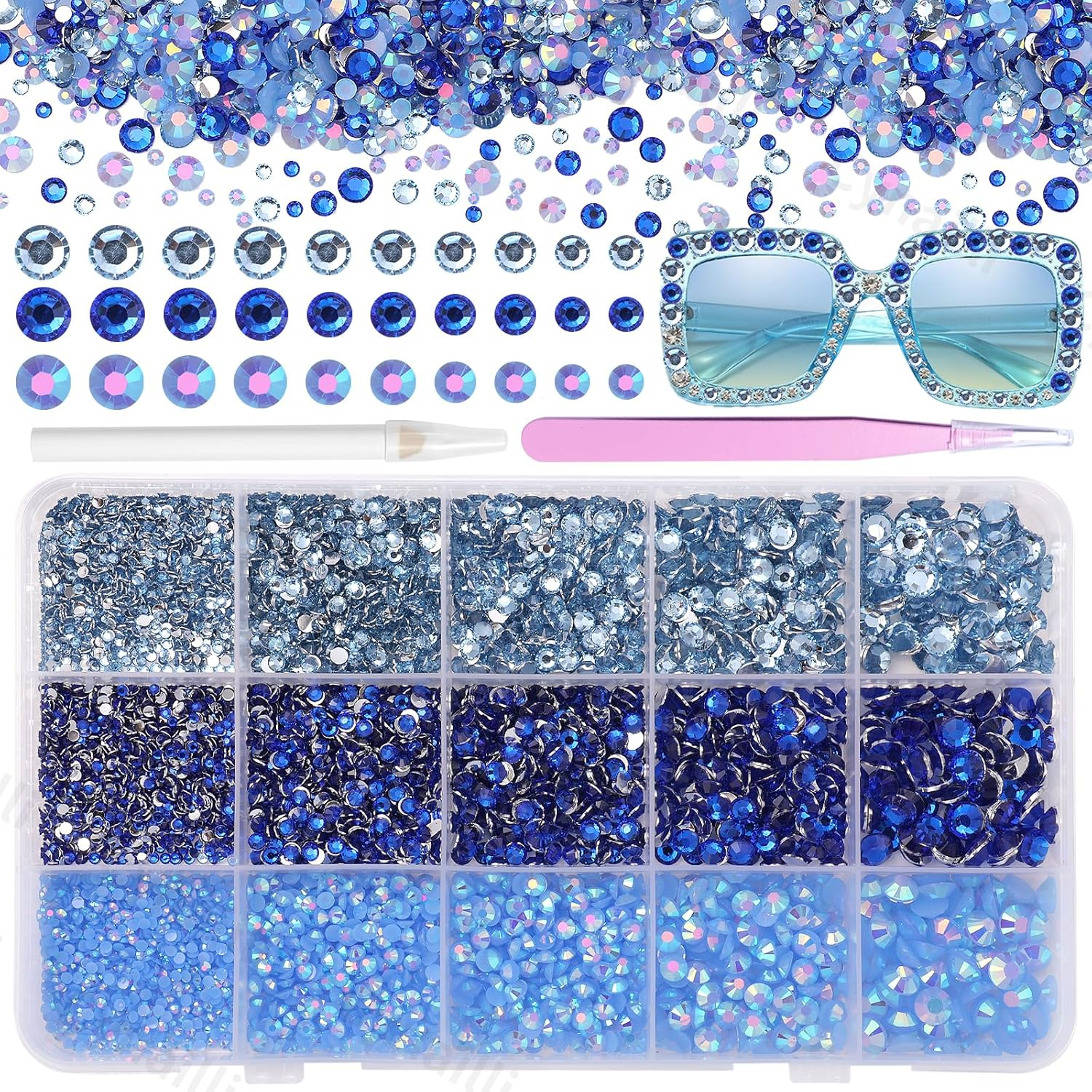 15000 Pcs Resin Rhinestones for Crafts, Black Silver Brown Flatback Resin Rhinestones for Bedazzling Gems 2/3/4/5/6Mm Flatback Gems Jewels for DIY Mugs Tumblers Bottles Clothing Shoes Nail Art