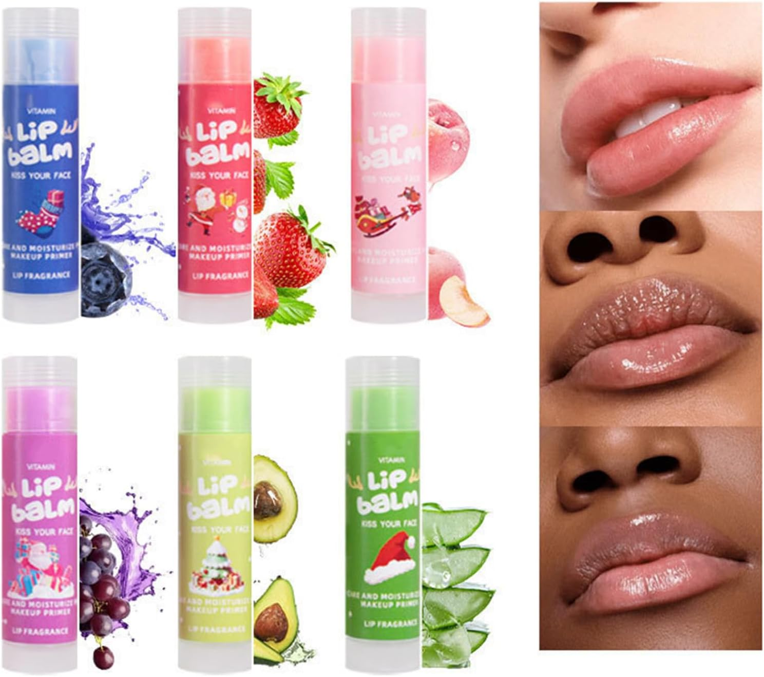Yhong 6 Piece Fruity Lip Balm Collection Set Moisturizing Lip Care for Women Men Kids Multicolor One Size