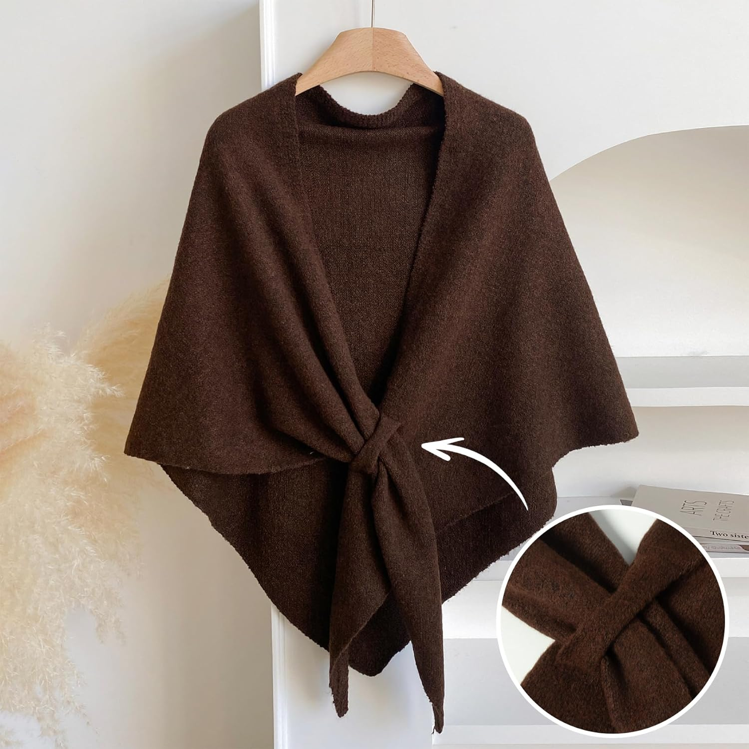 RIIQIICHY Shawl Wrap Women Pashmina Triangle Cape Knit Sweater Scarf for Fall Winter Fashion Accessory