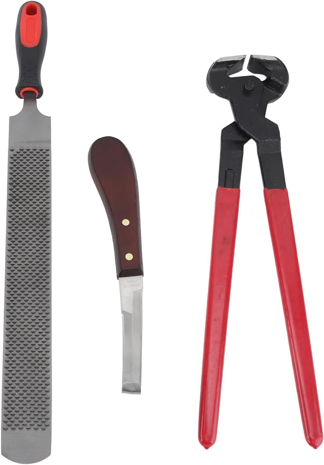 Horse Farrier Hoof Trim Tool, Double Sided File Horse Farrier Tool Kit Farrier Tool Kits Hoof Trimmer Tool Professional Horseshoe Pliers Nipper for Horses Cattle Sheep Donkeys