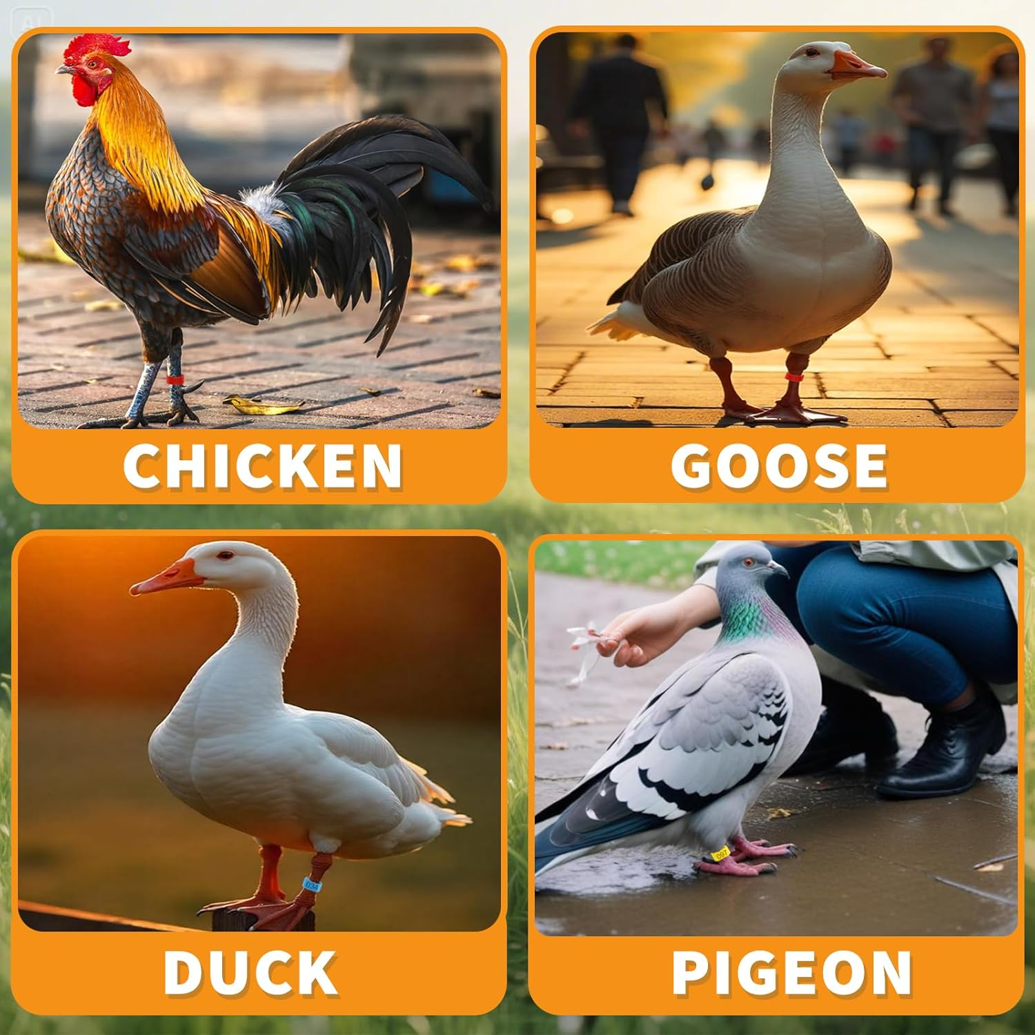 ZOHEA 100 PCS Plastic Chicken Identification Ring, 16Mm 5 Colors Pigeon Foot Rings, Numbered Poultry Leg Bands for Ducks, Chickens, Goose, Pigeon, Turkey