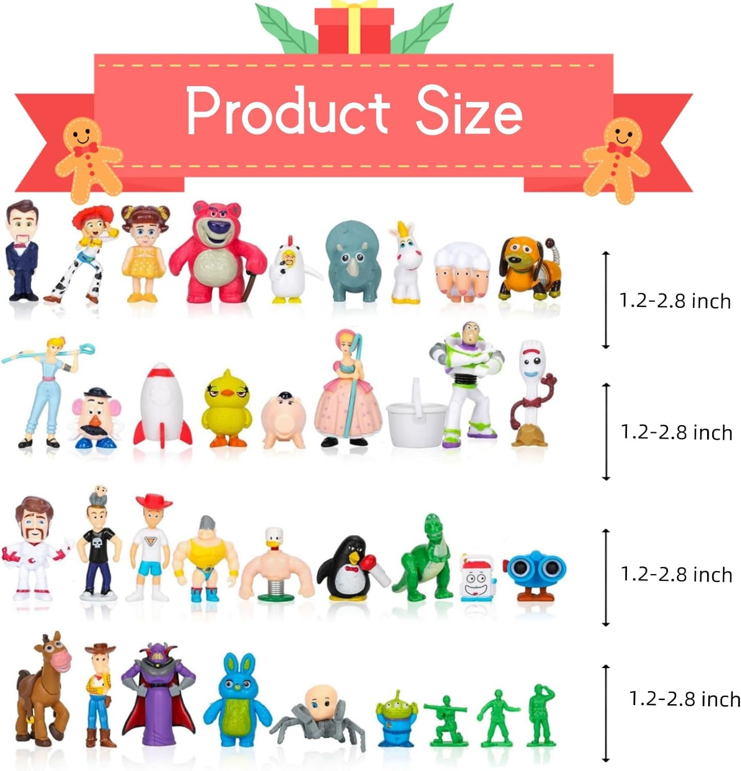 Toy Action Figures Story Toys Set, 1.2-2.8 Inches Tall Action Figures with Woody, Buzz and Jessie,Toy Anime Figurines Story Characters(36 Pack) image number 1