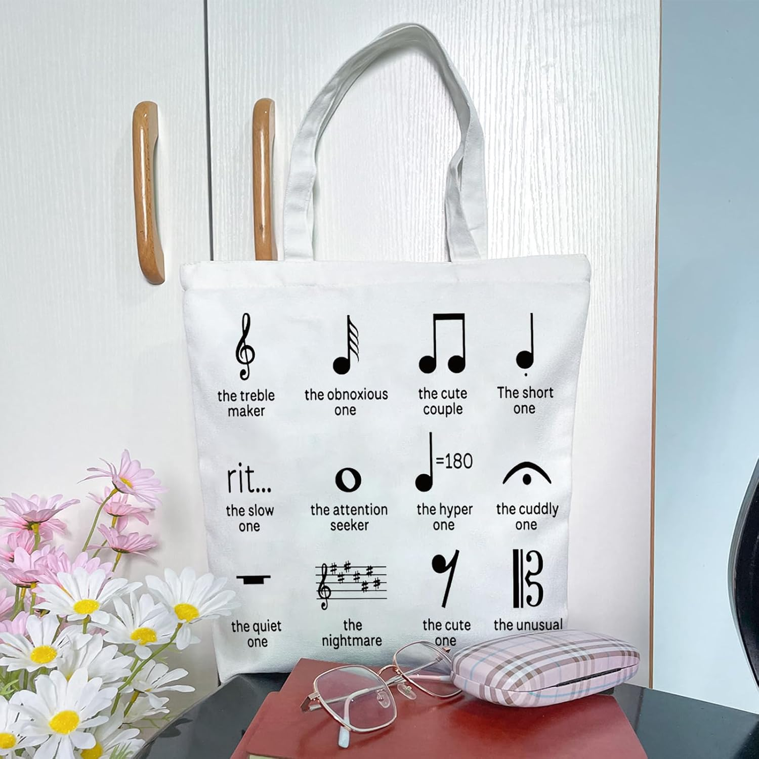 Music Lover Gift Pianist Birthday Present Piano Lesson Bag Funny Music Notes Shopping Bag image number 2