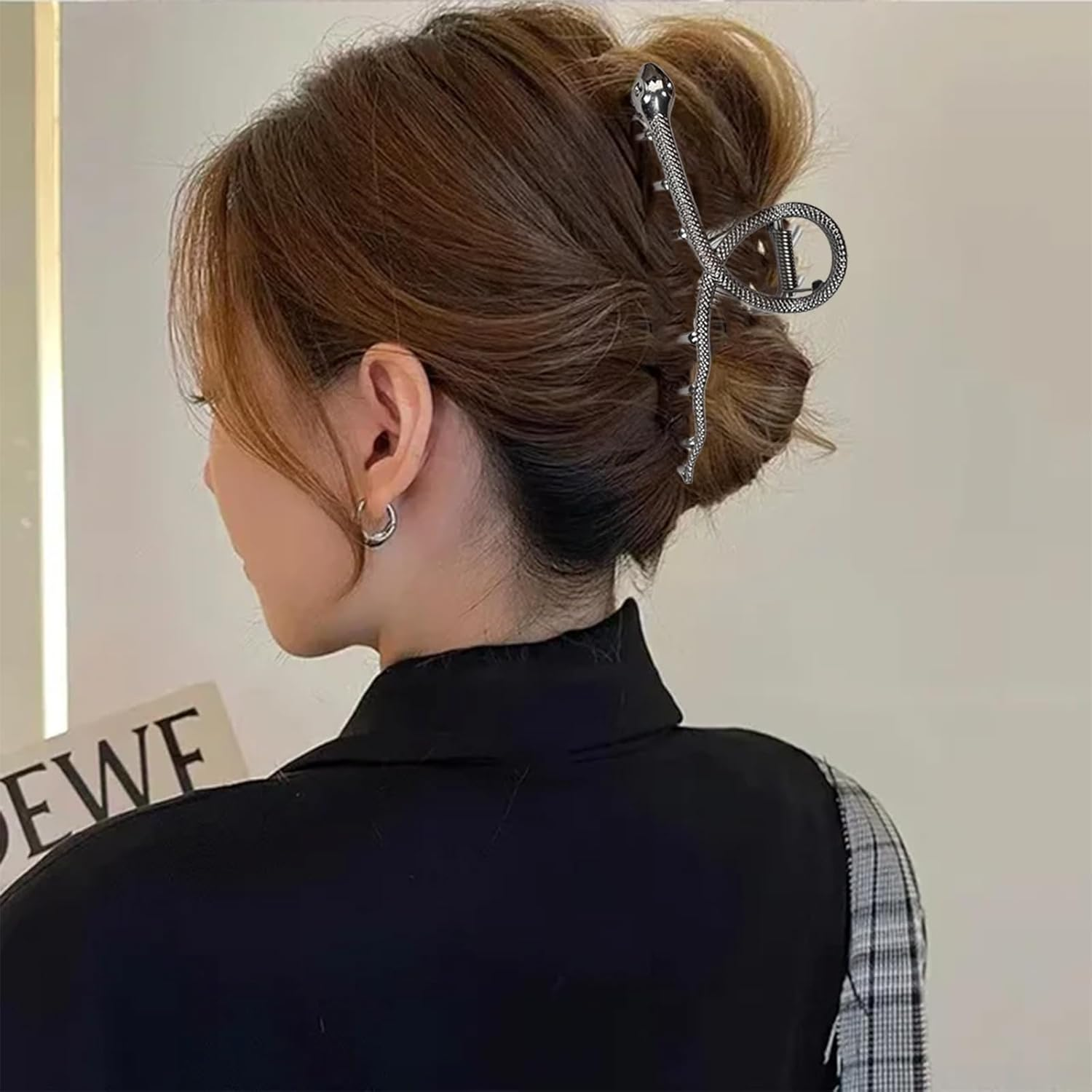 Large Snake Metal Hair Claw Clips for Thick Hair Black Shark Hair Claw Barrette Strong Hold Big Non-Slip Hair Clamps Hair Clips Fashion Styling Accessories for Women Girls - Black1 image number 4